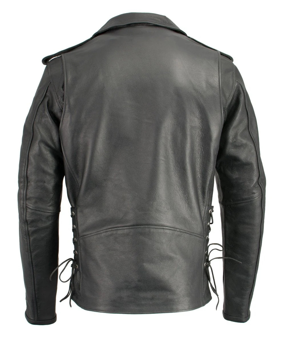 Milwaukee Leather LKM1711TALL Men's Black Tall-Sizes Side Lace Police Style Leather Jacket - Image 3