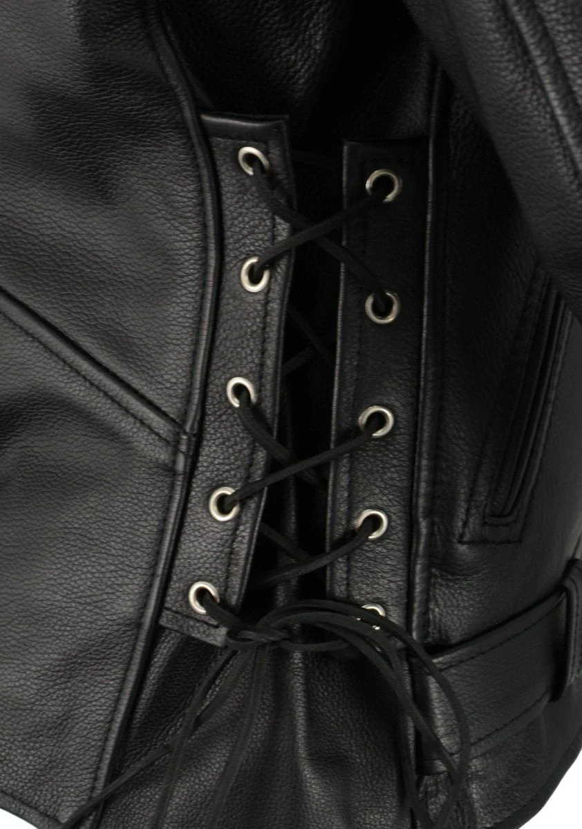 Milwaukee Leather LKM1711TALL Men's Black Tall-Sizes Side Lace Police Style Leather Jacket - Image 6