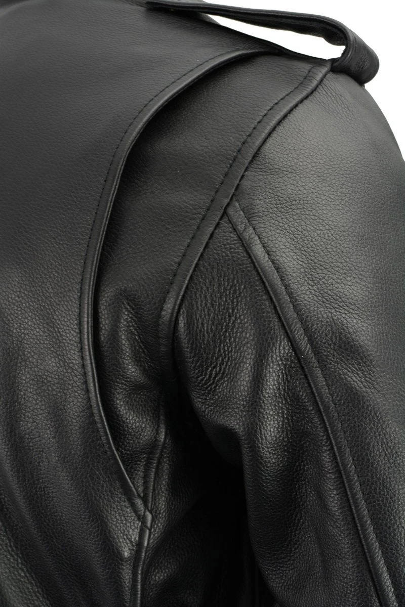 Milwaukee Leather LKM1711TALL Men's Black Tall-Sizes Side Lace Police Style Leather Jacket - Image 7