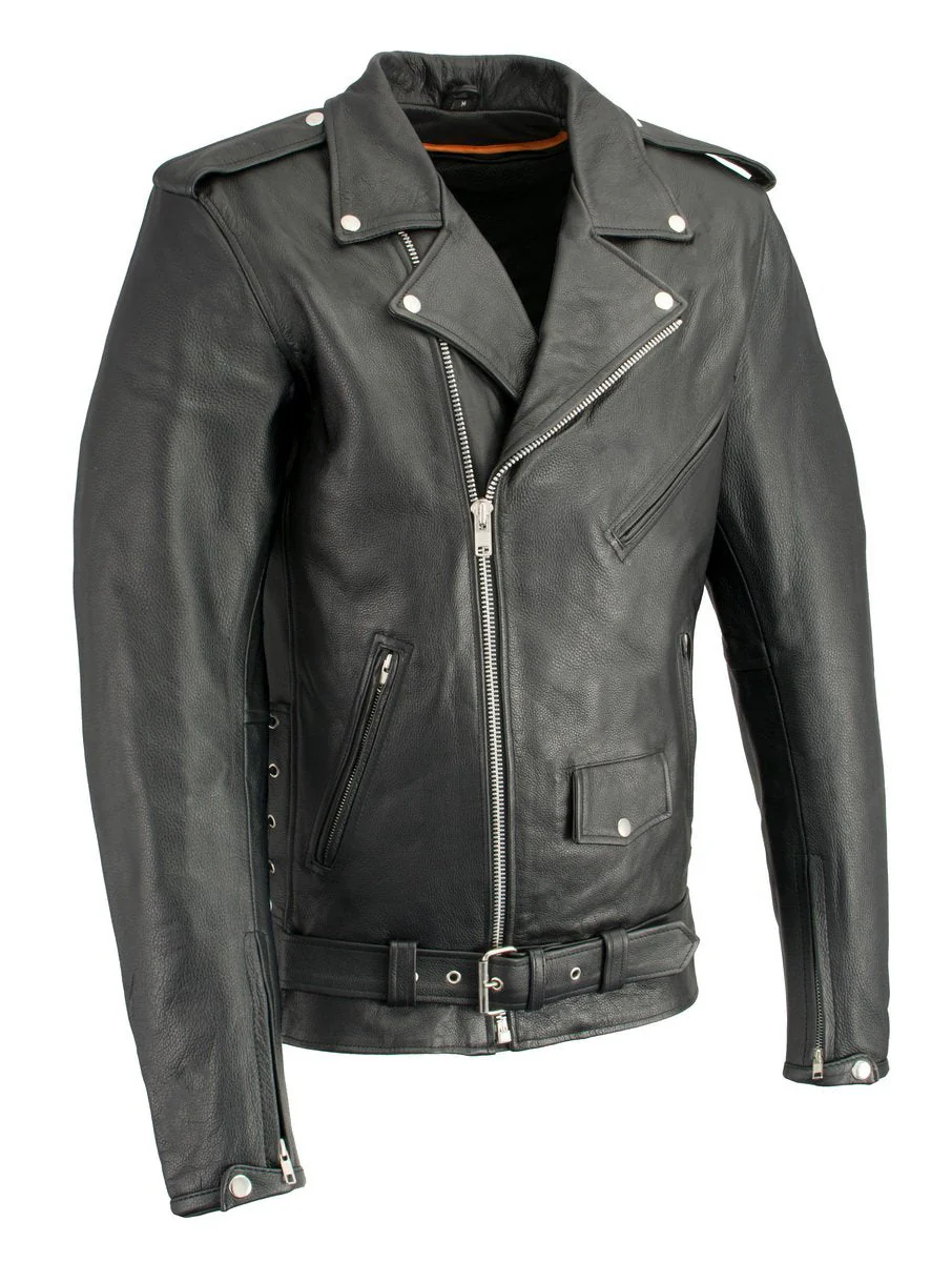Milwaukee Leather LKM1711TALL Men's Black Tall-Sizes Side Lace Police Style Leather Jacket - Image 8