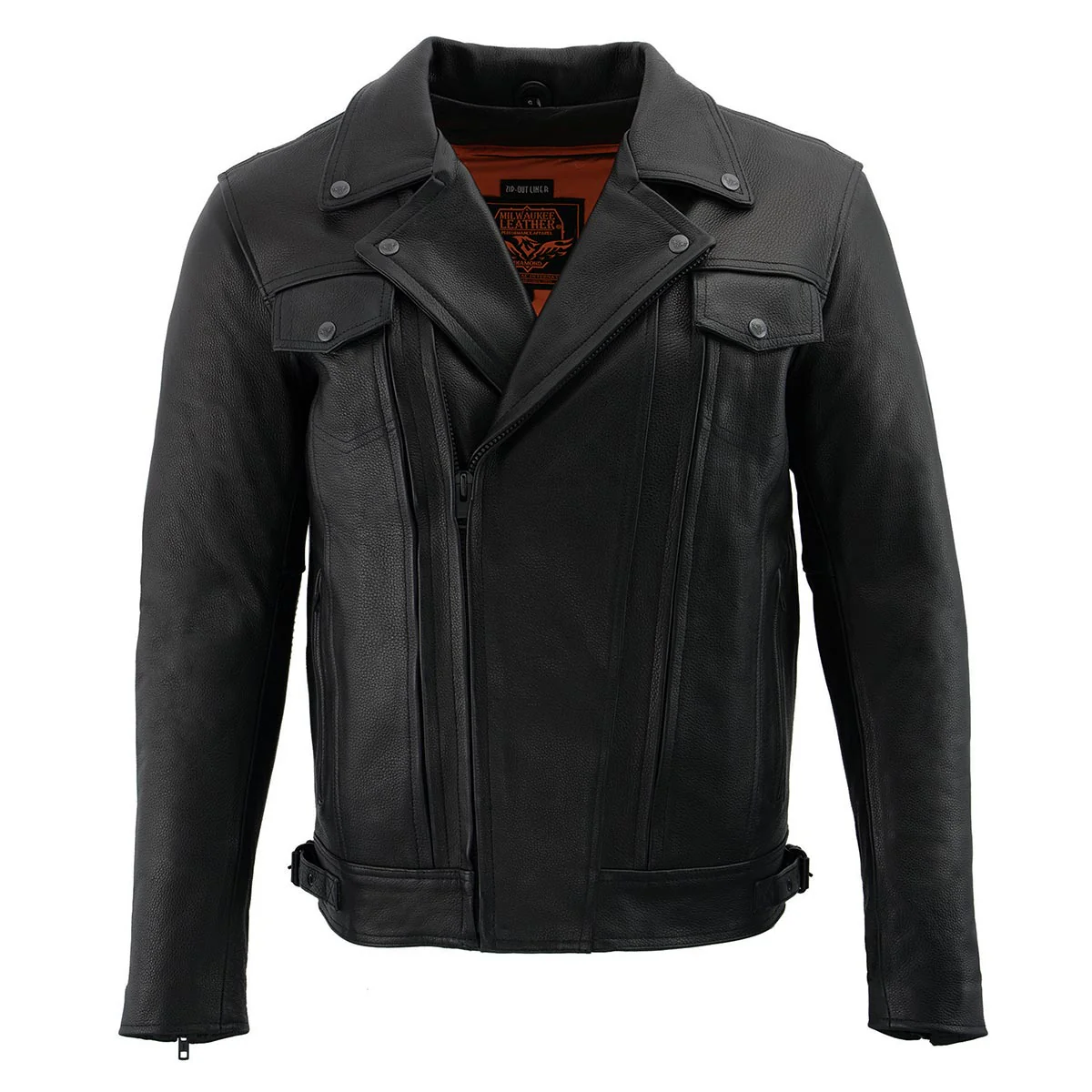 Milwaukee Leather LKM1720 Men's Black Premium Leather Motorcycle Vented Leather Jacket w/ Multi-Utility Pockets - Image 11
