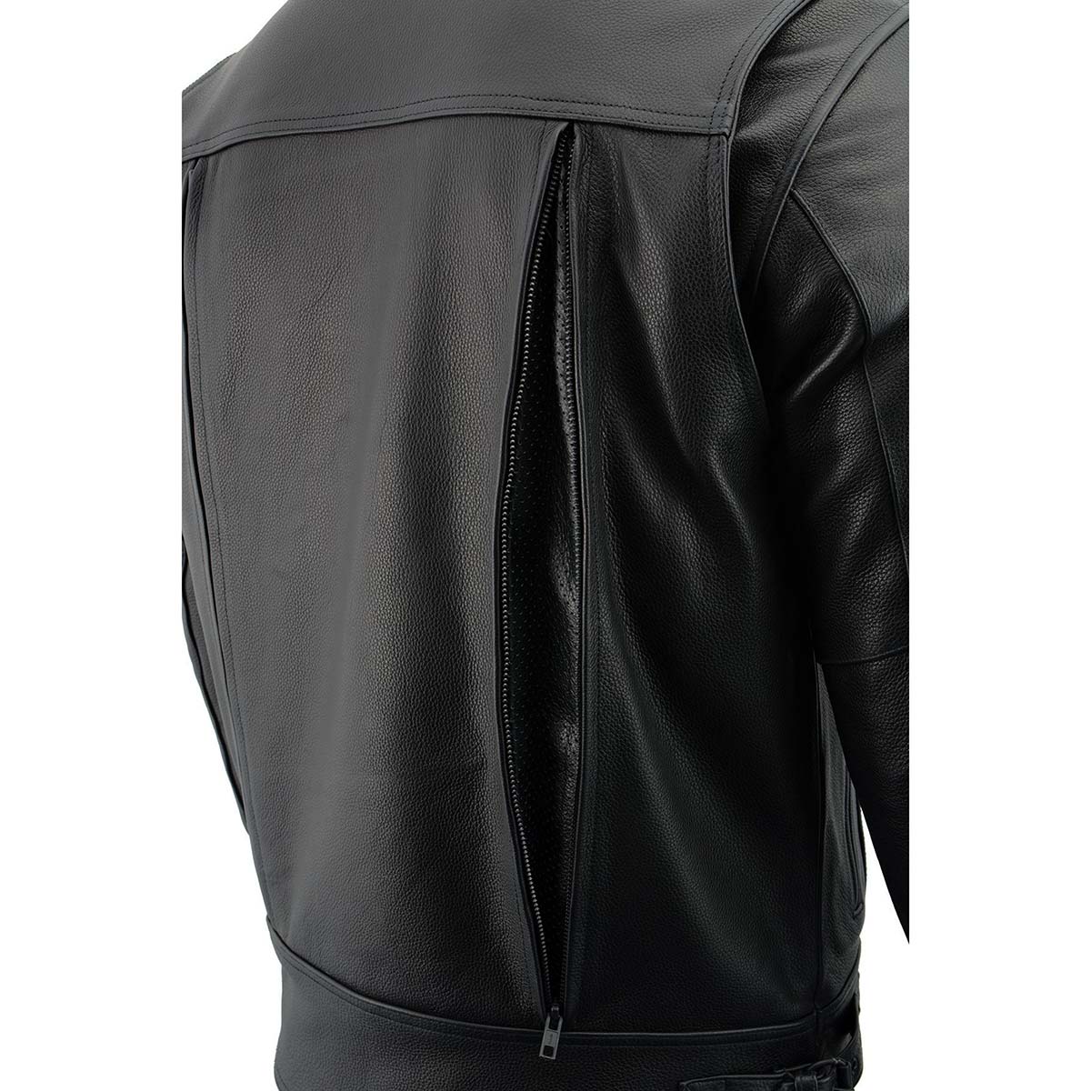 Milwaukee Leather LKM1720 Men's Black Premium Leather Motorcycle Vented Leather Jacket w/ Multi-Utility Pockets - Image 17