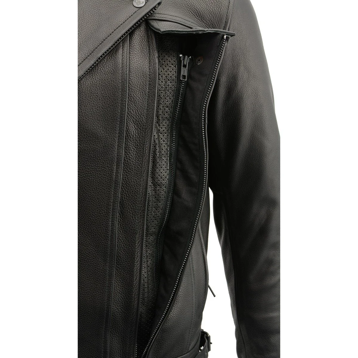 Milwaukee Leather LKM1720T Men's Tall Sizes Black Premium Leather Motorcycle Vented Leather Jacket w/ Utility Pockets - Image 10
