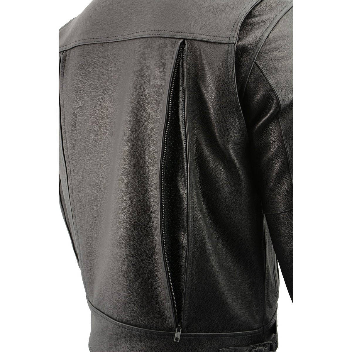 Milwaukee Leather LKM1720T Men's Tall Sizes Black Premium Leather Motorcycle Vented Leather Jacket w/ Utility Pockets - Image 13