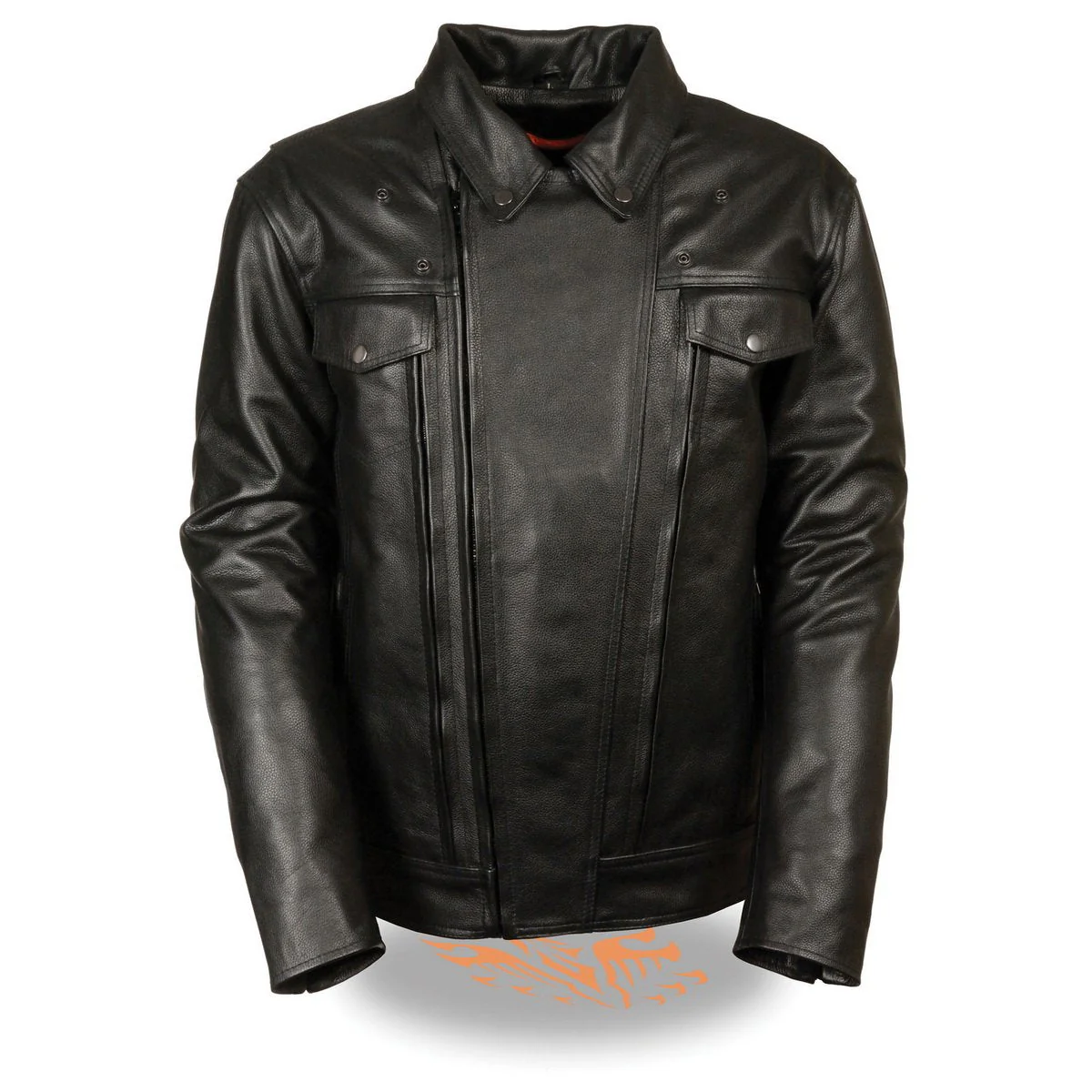 Milwaukee Leather LKM1720T Men's Tall Sizes Black Premium Leather Motorcycle Vented Leather Jacket w/ Utility Pockets - Image 15