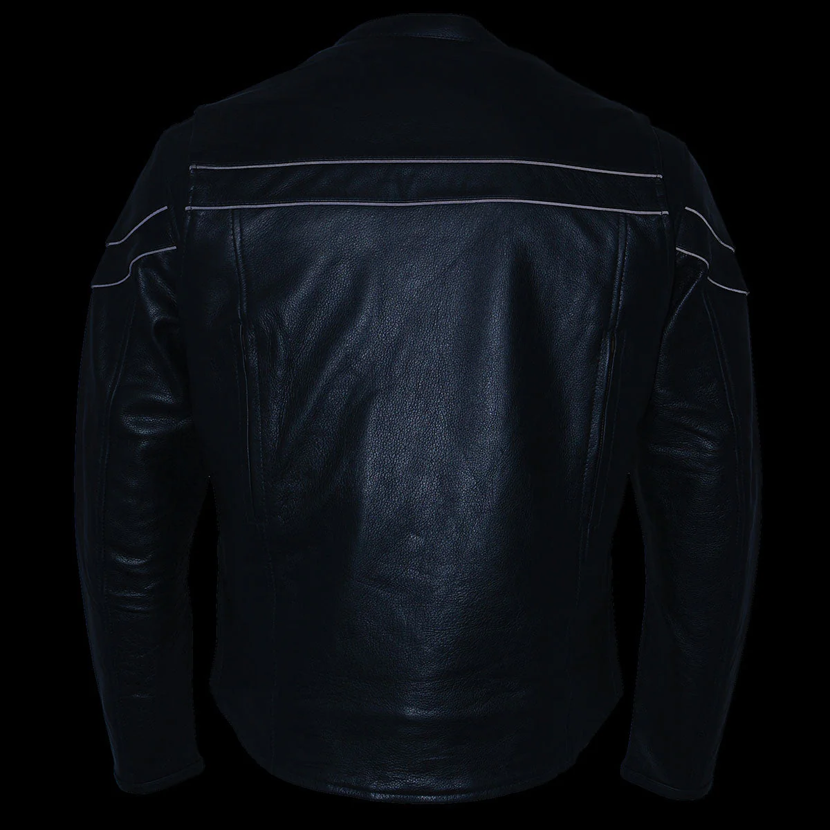 Milwaukee Leather LKM1725 Men's Black Leather Sporty Crossover Scooter Motorcycle Jacket w/ Reflective Piping - Image 10