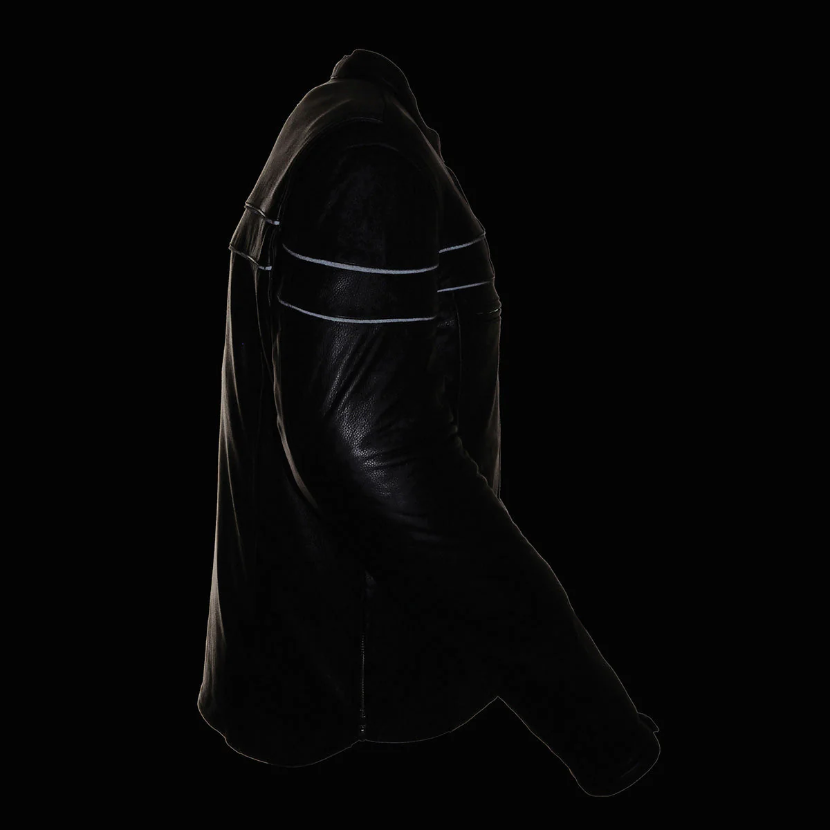 Milwaukee Leather LKM1725 Men's Black Leather Sporty Crossover Scooter Motorcycle Jacket w/ Reflective Piping - Image 11