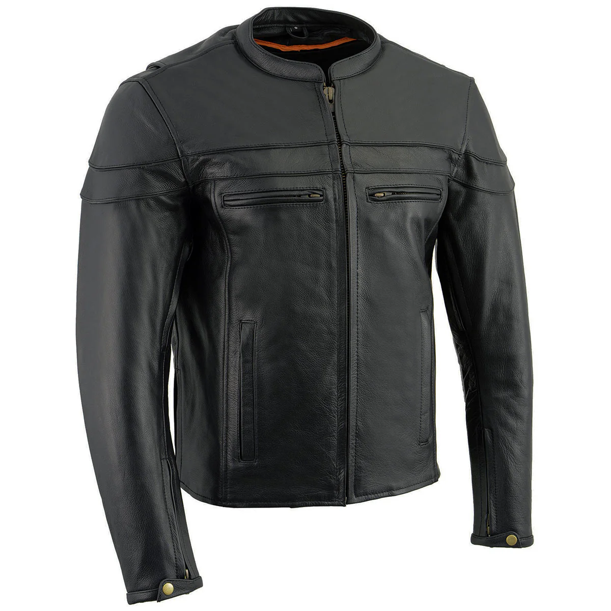Milwaukee Leather LKM1725 Men's Black Leather Sporty Crossover Scooter Motorcycle Jacket w/ Reflective Piping - Image 13