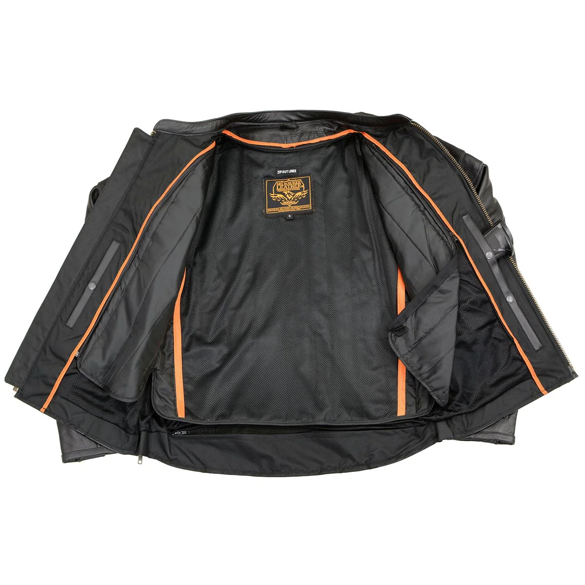 Milwaukee Leather LKM1725 Men's Black Leather Sporty Crossover Scooter Motorcycle Jacket w/ Reflective Piping - Image 15