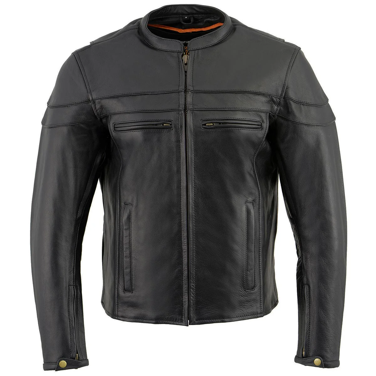 Milwaukee Leather LKM1725 Men's Black Leather Sporty Crossover Scooter Motorcycle Jacket w/ Reflective Piping - Image 16
