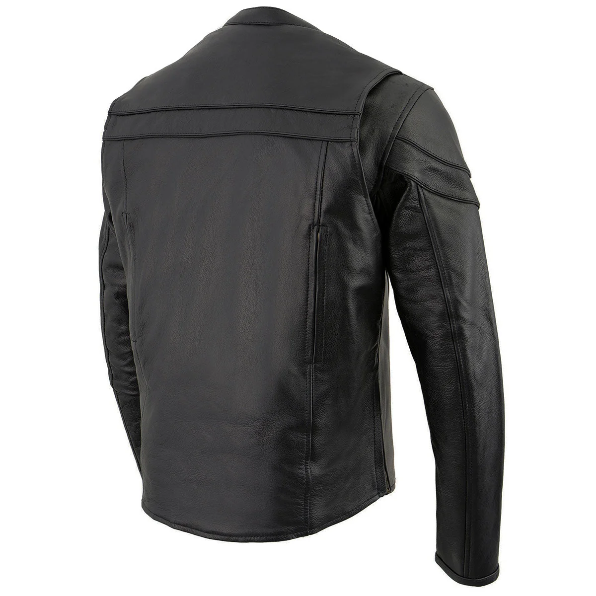 Milwaukee Leather LKM1725 Men's Black Leather Sporty Crossover Scooter Motorcycle Jacket w/ Reflective Piping - Image 17