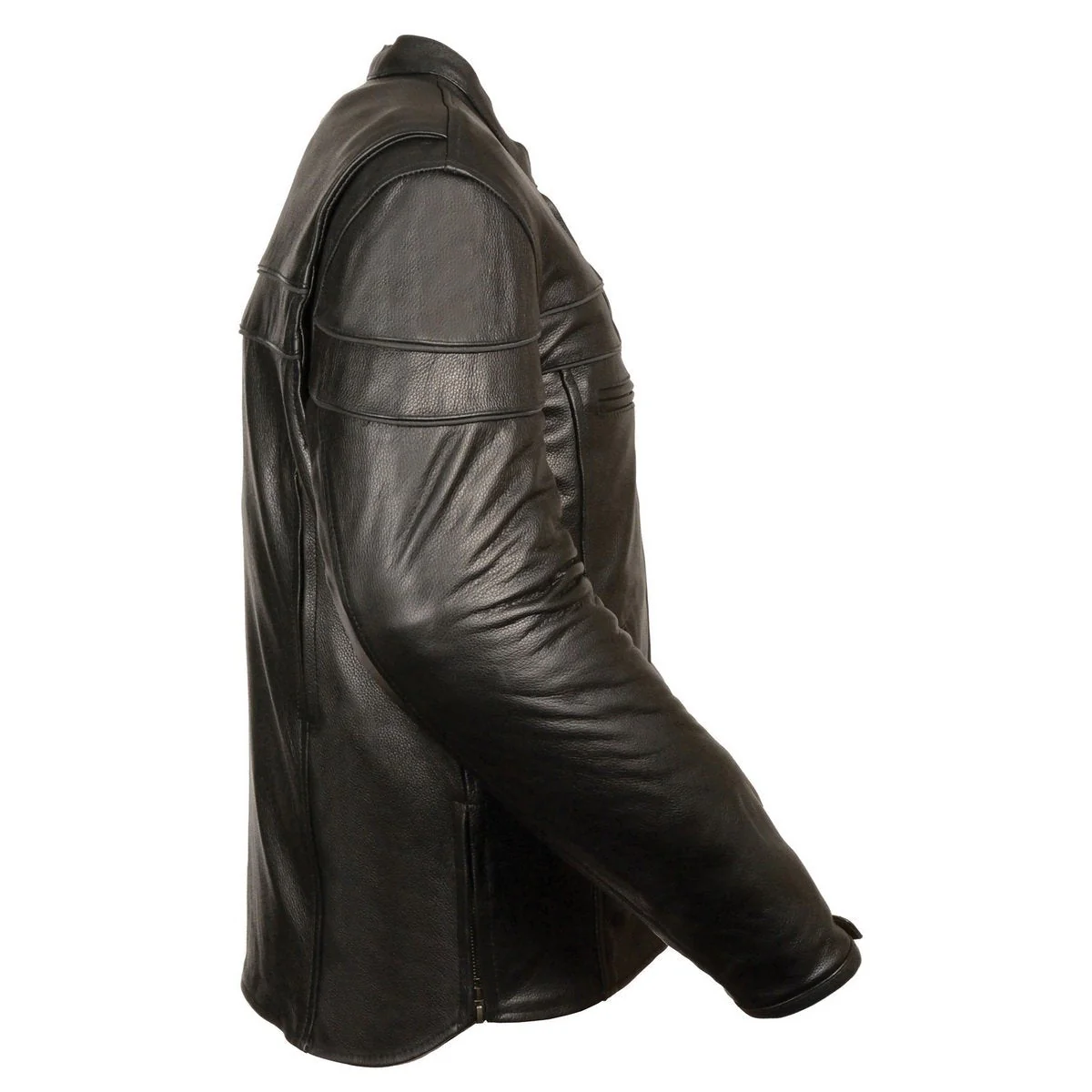 Milwaukee Leather LKM1725 Men's Black Leather Sporty Crossover Scooter Motorcycle Jacket w/ Reflective Piping - Image 2
