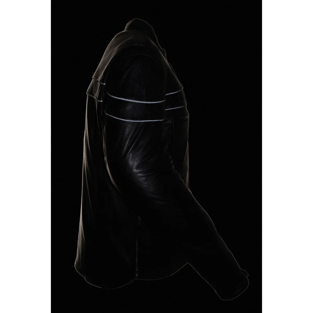 Milwaukee Leather LKM1725 Men's Black Leather Sporty Crossover Scooter Motorcycle Jacket w/ Reflective Piping - Image 6
