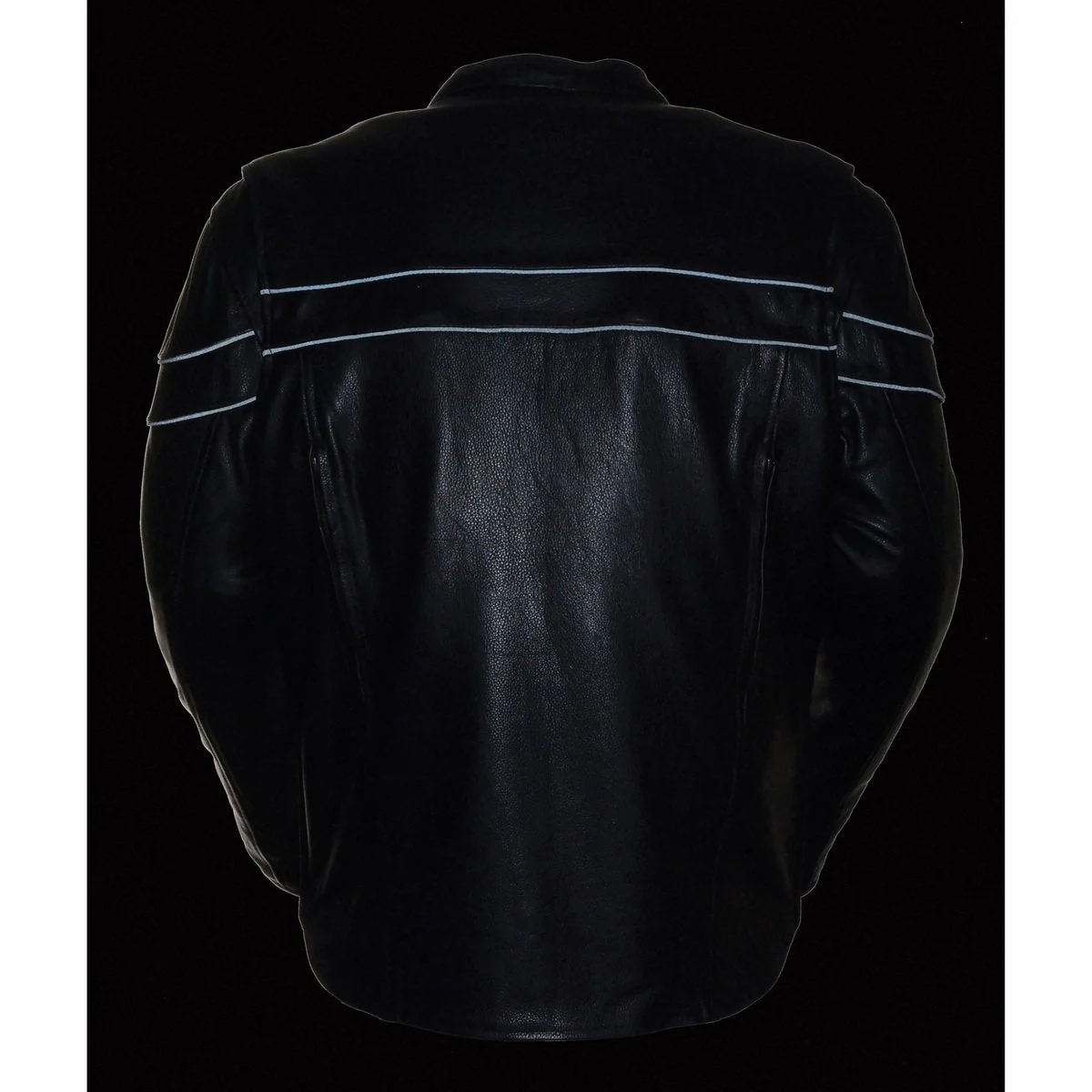 Milwaukee Leather LKM1725 Men's Black Leather Sporty Crossover Scooter Motorcycle Jacket w/ Reflective Piping - Image 7
