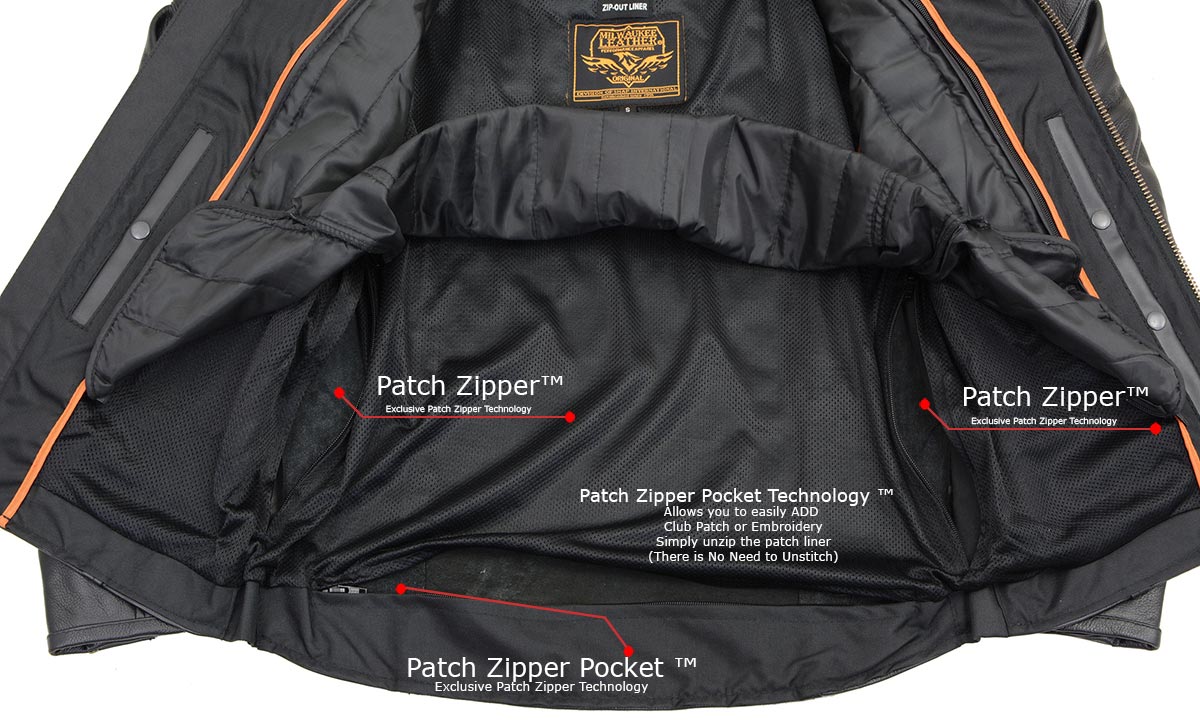 Milwaukee Leather LKM1725 Men's Black Leather Sporty Crossover Scooter Motorcycle Jacket w/ Reflective Piping - Image 8