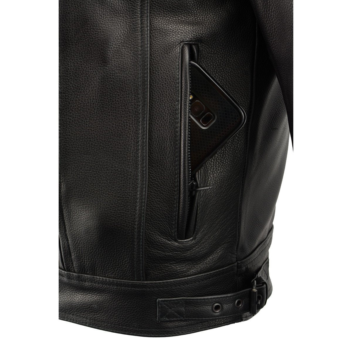 Milwaukee Leather LKM1760 Men's Black Leather Motorcycle Riders Jacket w/ Multi-Utility Pockets - Image 14