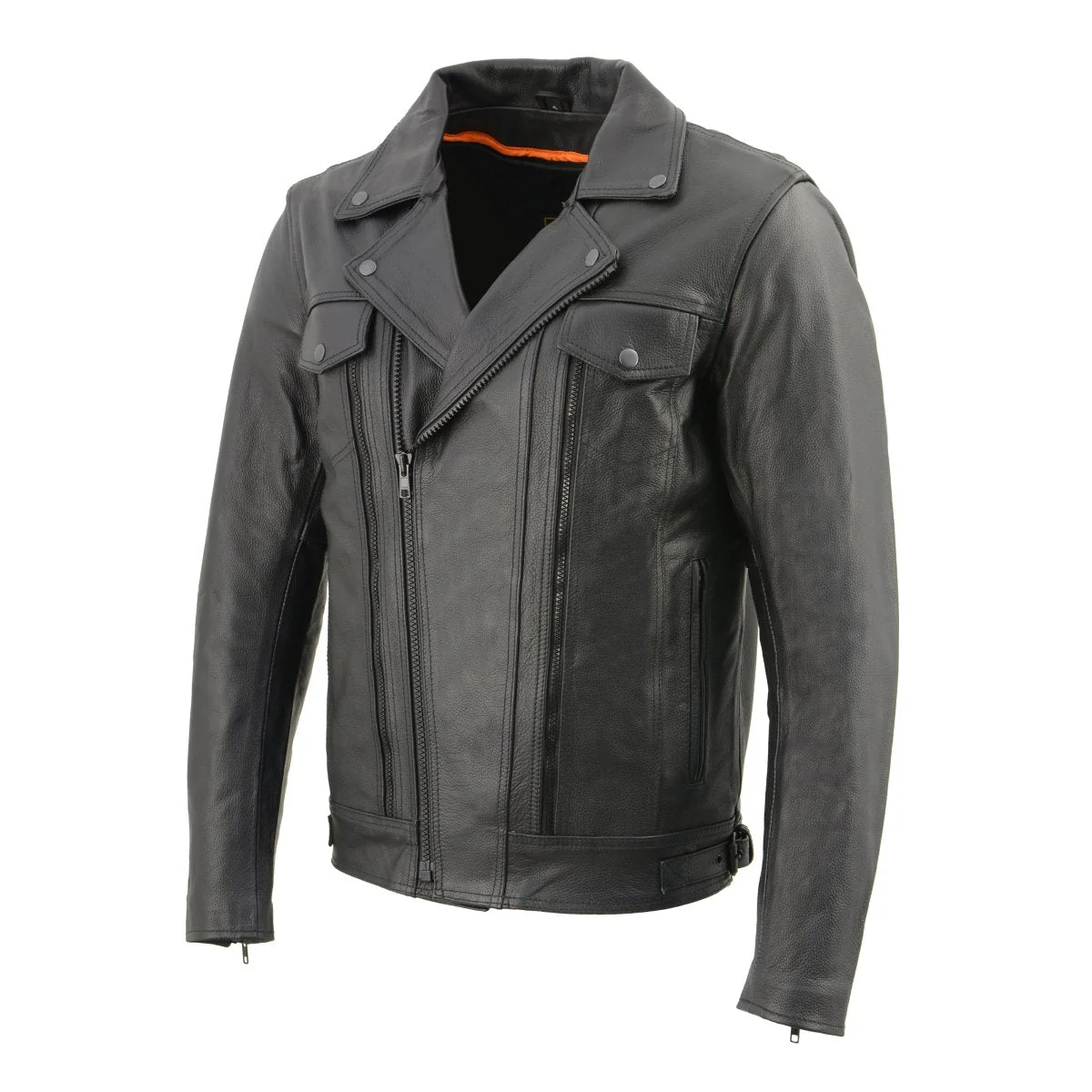 Milwaukee Leather LKM1760 Men's Black Leather Motorcycle Riders Jacket w/ Multi-Utility Pockets - Image 17