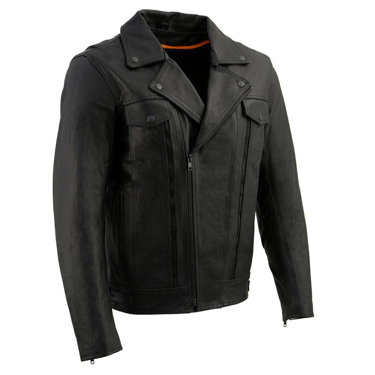 Milwaukee Leather LKM1760 Men's Black Leather Motorcycle Riders Jacket w/ Multi-Utility Pockets - Image 19