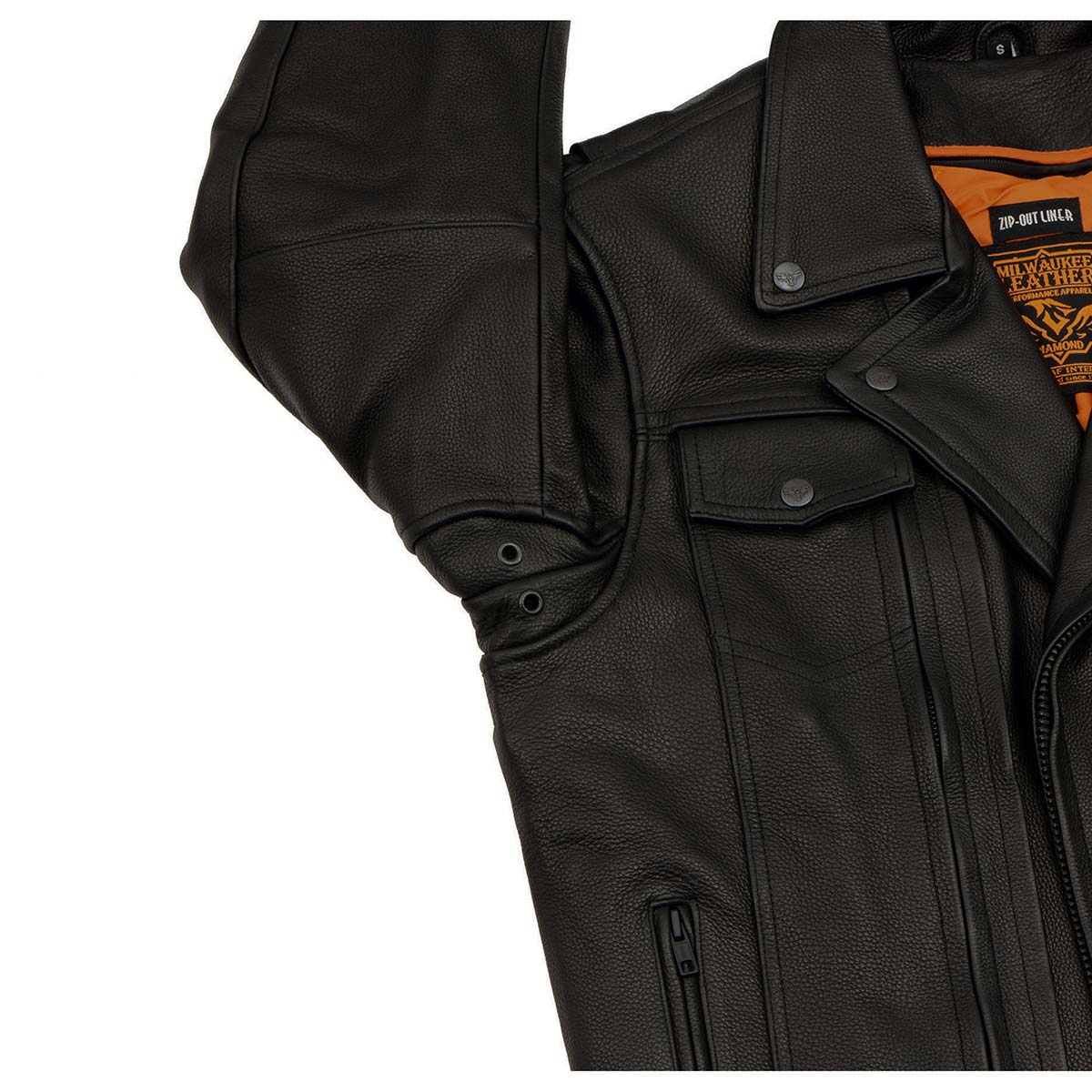 Milwaukee Leather LKM1760 Men's Black Leather Motorcycle Riders Jacket w/ Multi-Utility Pockets - Image 26