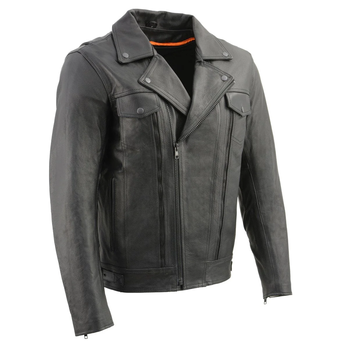 Milwaukee Leather LKM1760 Men's Black Leather Motorcycle Riders Jacket w/ Multi-Utility Pockets - Image 6