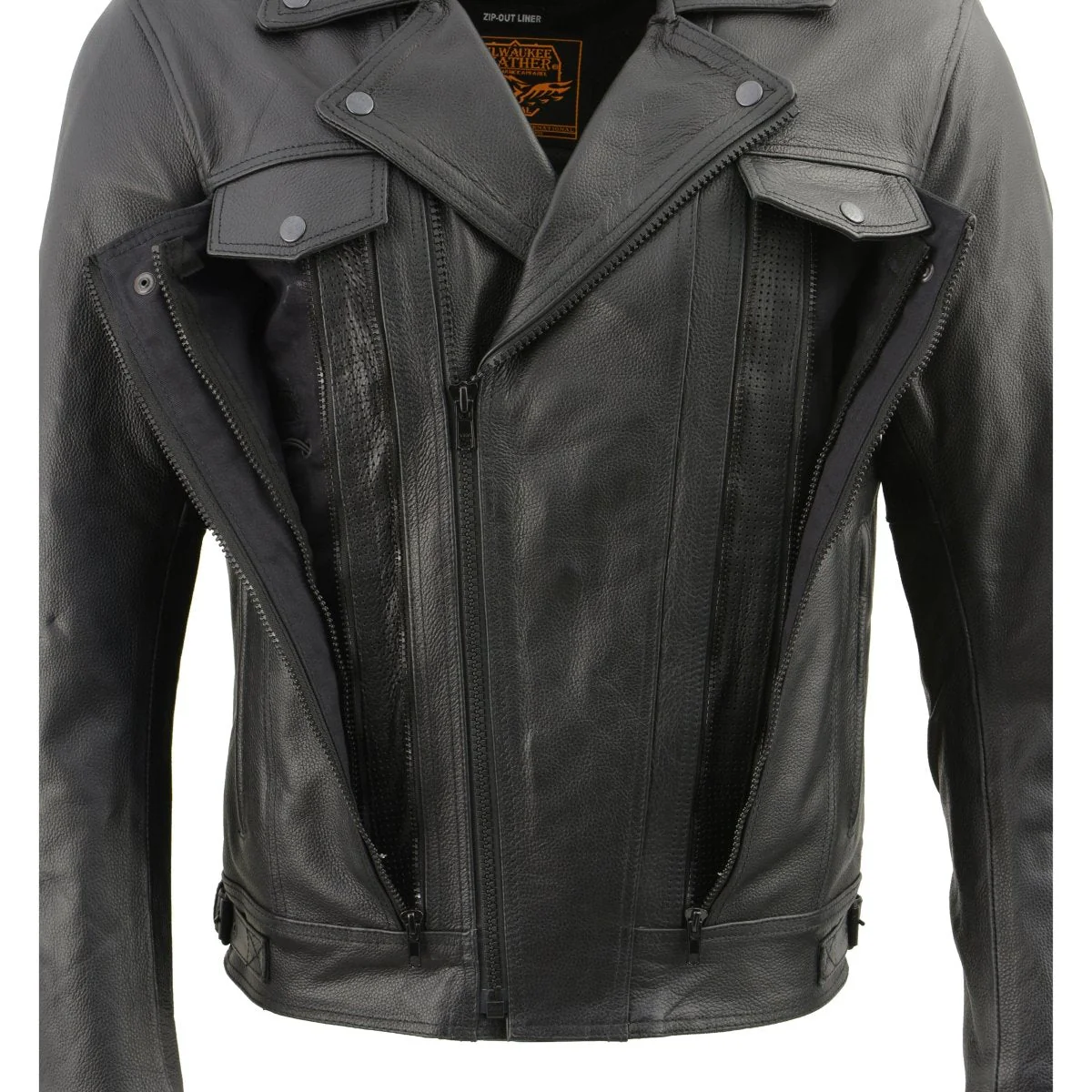 Milwaukee Leather LKM1760 Men's Black Leather Motorcycle Riders Jacket w/ Multi-Utility Pockets - Image 9
