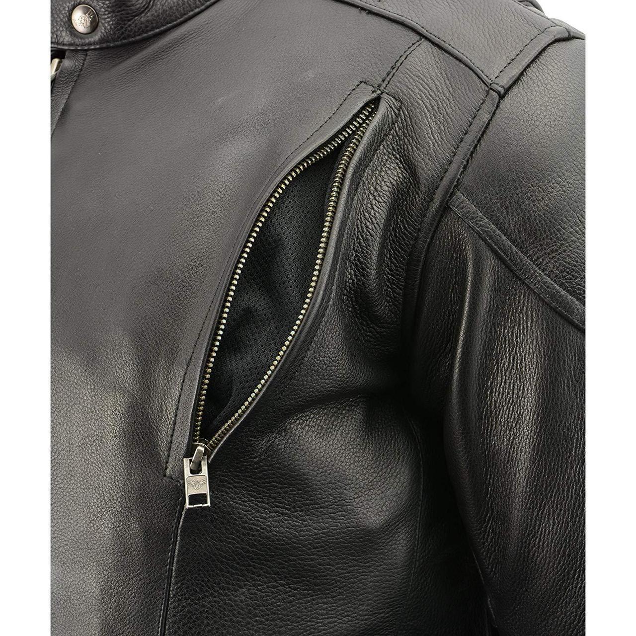 Milwaukee Leather LKM1765 Men's Black Leather Racer Style Side Laced Motorcycle Jacket w/ Ventilation System - Image 10