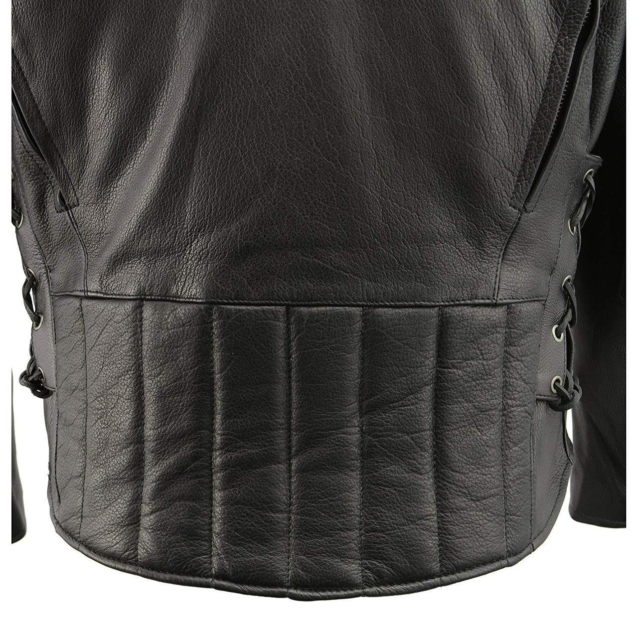 Milwaukee Leather LKM1765 Men's Black Leather Racer Style Side Laced Motorcycle Jacket w/ Ventilation System - Image 11