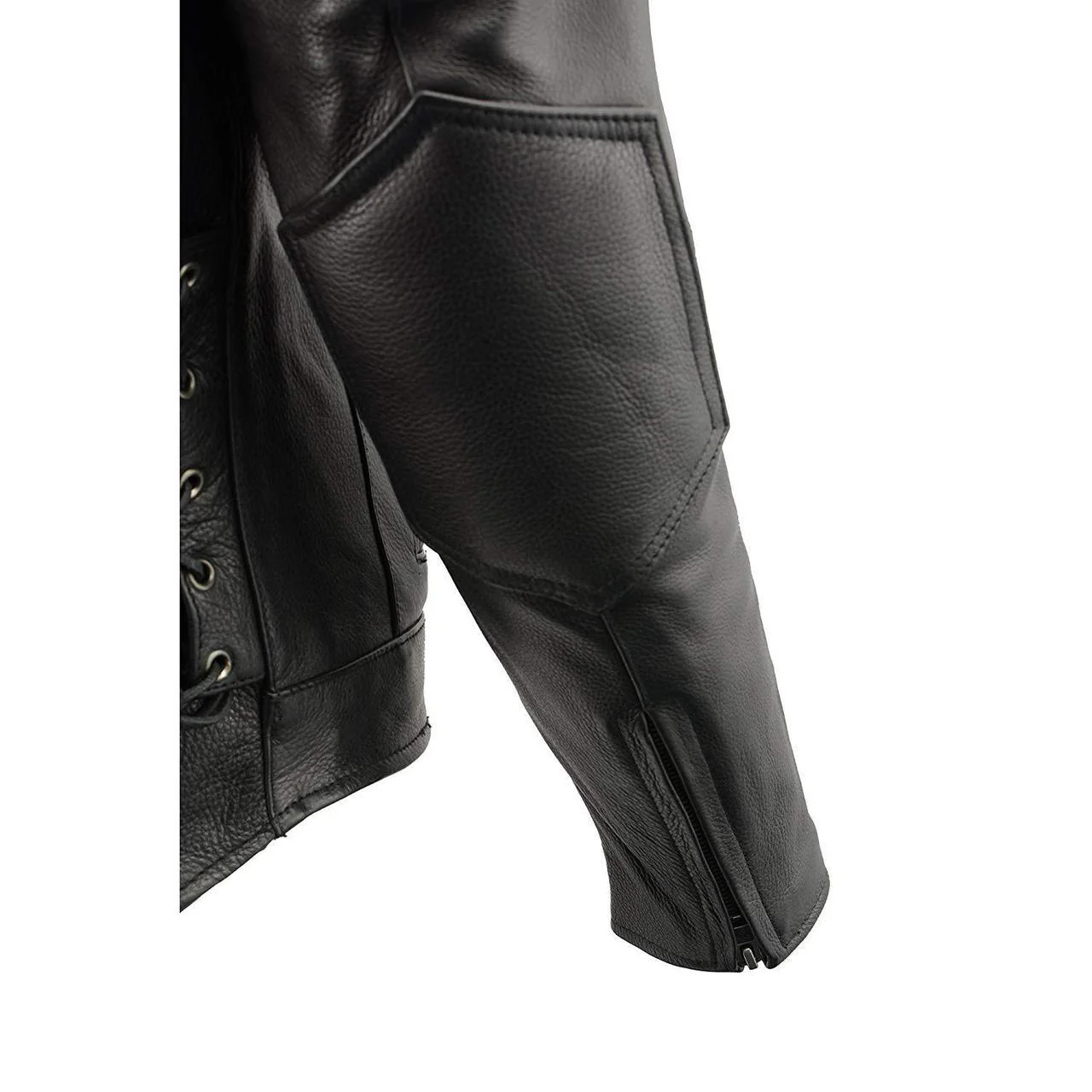 Milwaukee Leather LKM1765 Men's Black Leather Racer Style Side Laced Motorcycle Jacket w/ Ventilation System - Image 12