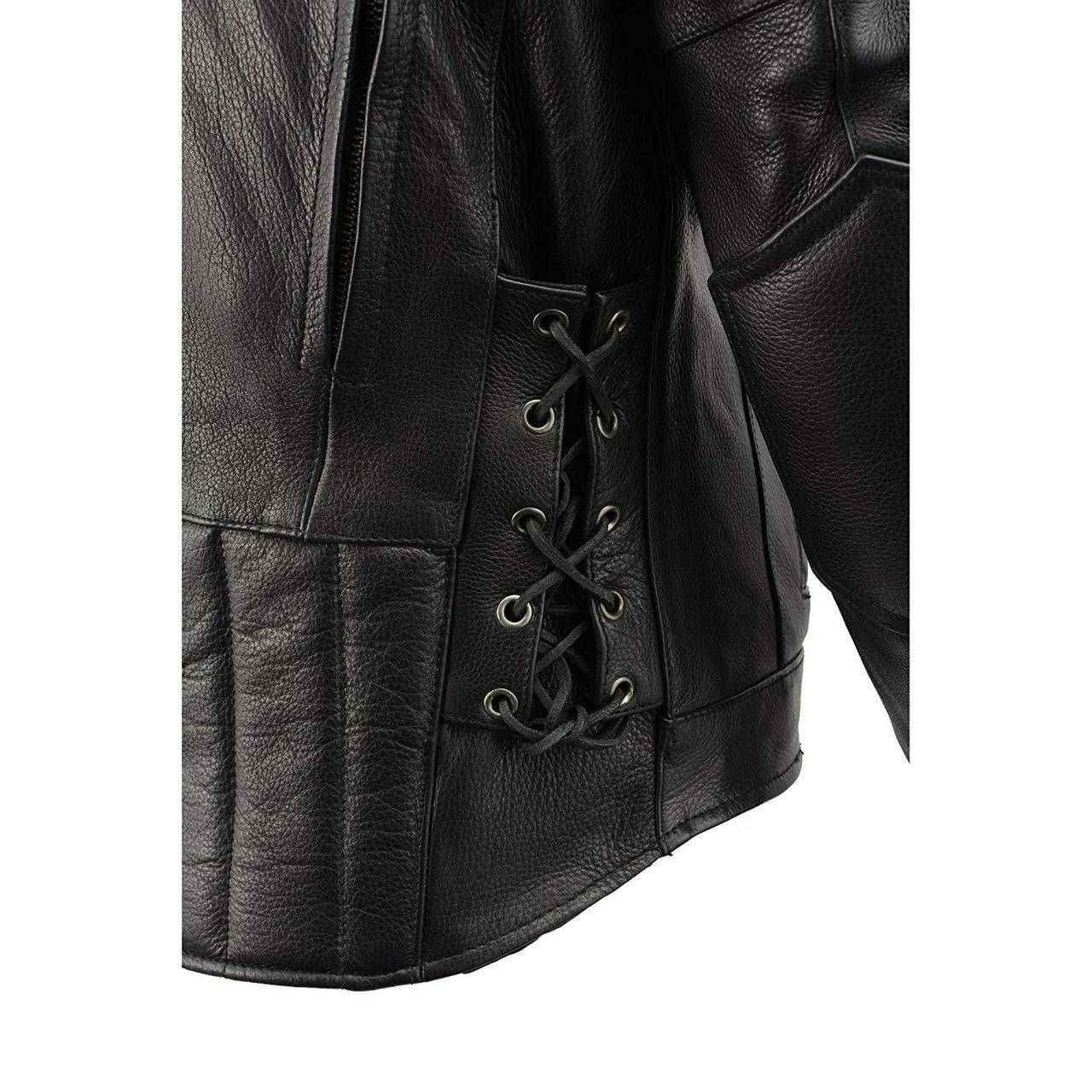 Milwaukee Leather LKM1765 Men's Black Leather Racer Style Side Laced Motorcycle Jacket w/ Ventilation System - Image 13