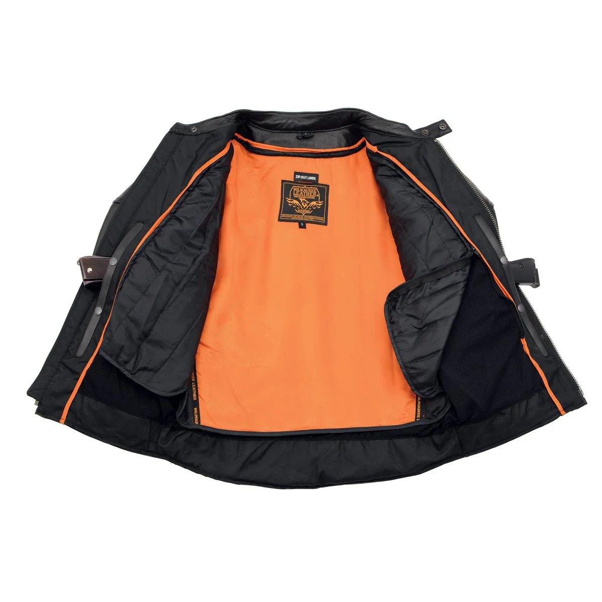 Milwaukee Leather LKM1765 Men's Black Leather Racer Style Side Laced Motorcycle Jacket w/ Ventilation System - Image 17
