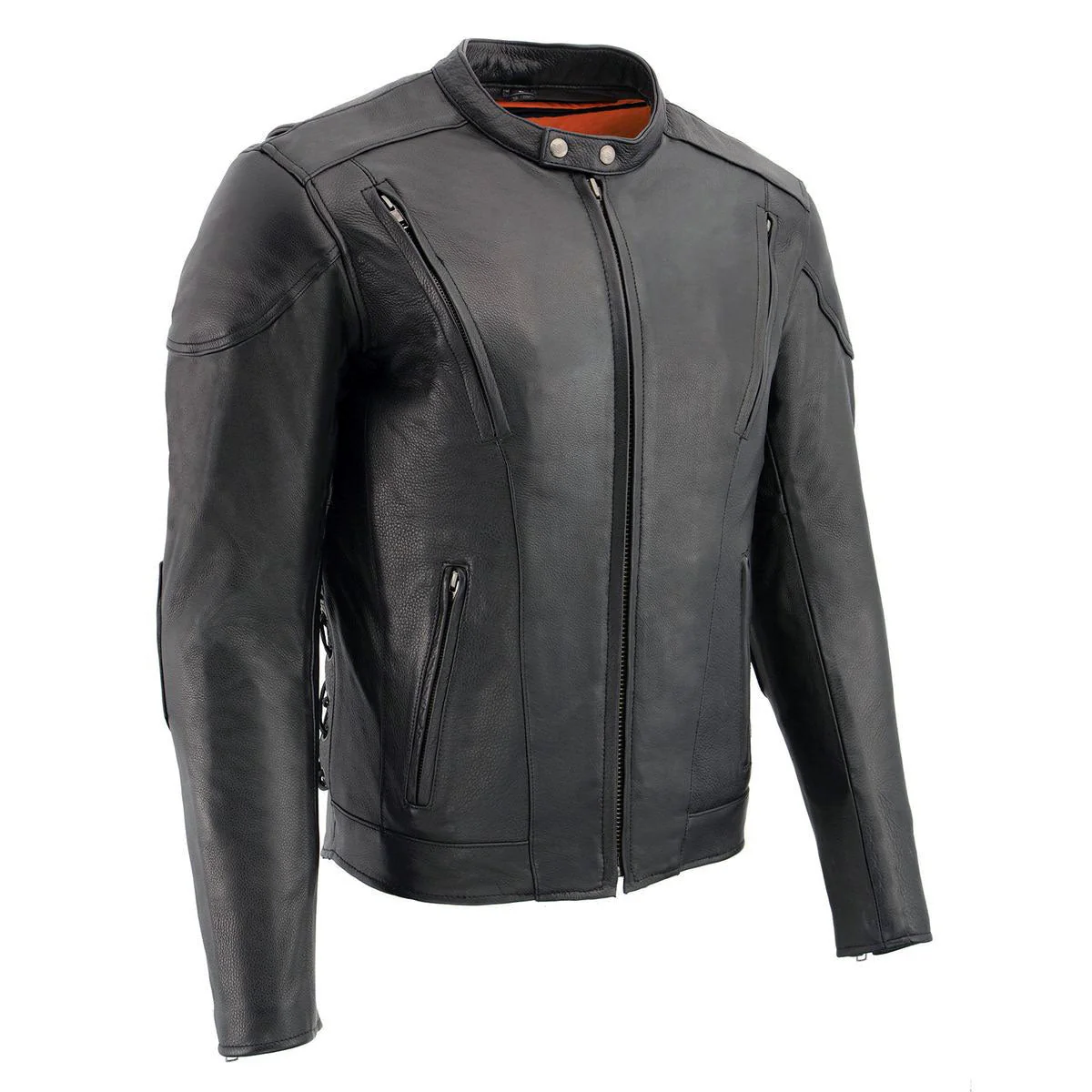 Milwaukee Leather LKM1765 Men's Black Leather Racer Style Side Laced Motorcycle Jacket w/ Ventilation System - Image 18