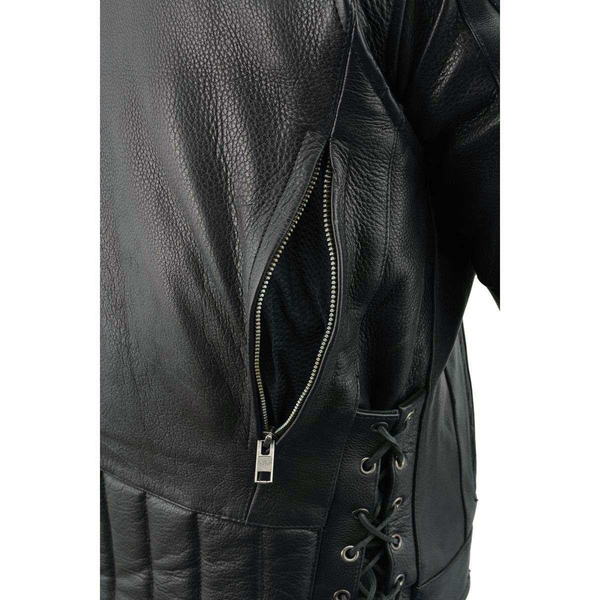 Milwaukee Leather LKM1765 Men's Black Leather Racer Style Side Laced Motorcycle Jacket w/ Ventilation System - Image 21