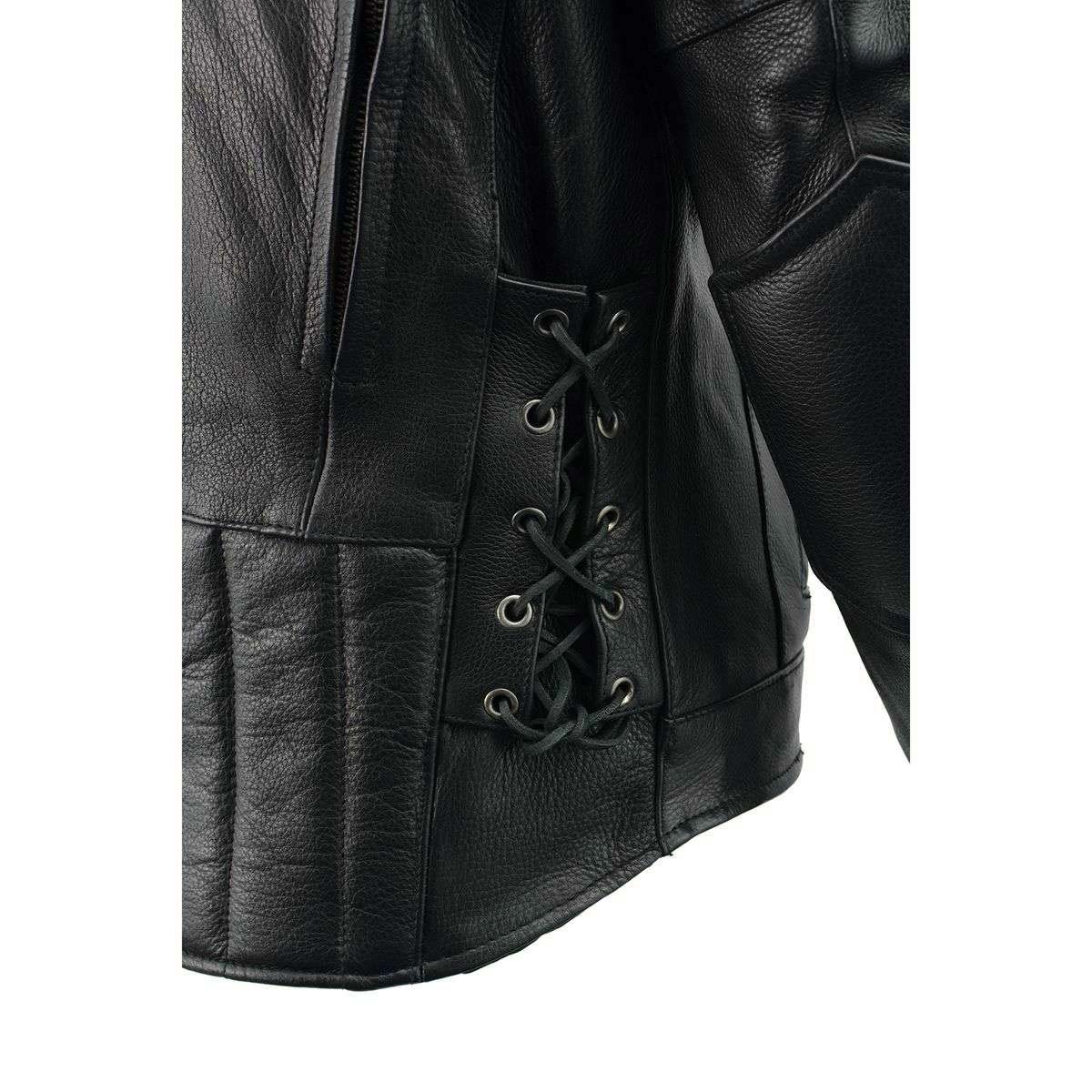 Milwaukee Leather LKM1765 Men's Black Leather Racer Style Side Laced Motorcycle Jacket w/ Ventilation System - Image 23