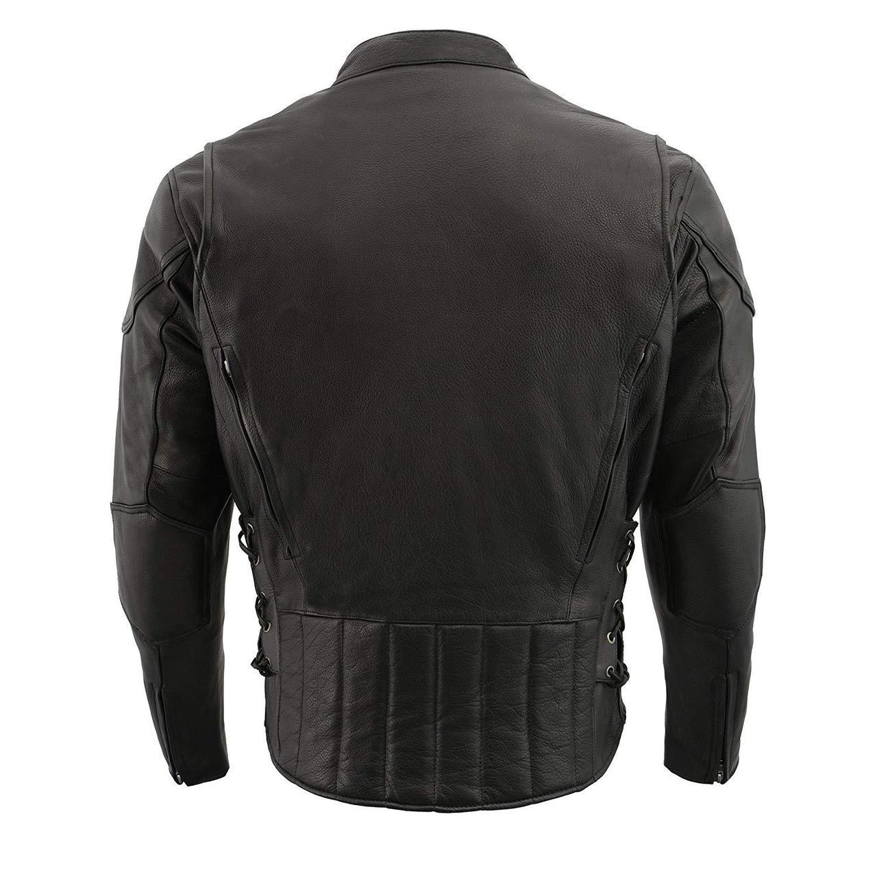 Milwaukee Leather LKM1765 Men's Black Leather Racer Style Side Laced Motorcycle Jacket w/ Ventilation System - Image 5