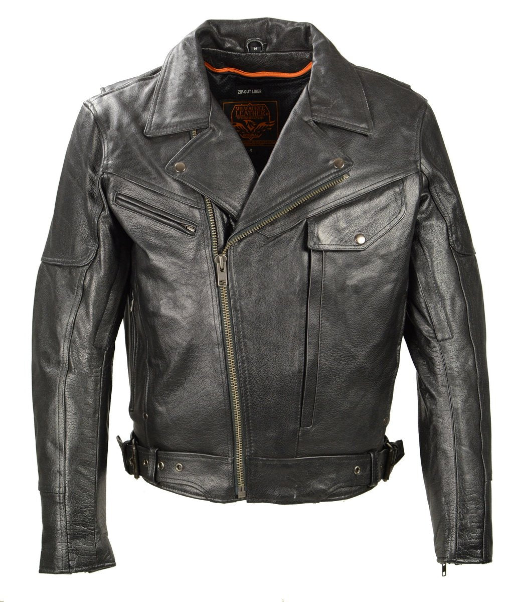 Milwaukee Leather LKM1770 Men's Black Premium Thick Leather Motorcycle Jacket Brando Style Biker Jacket - Image 17