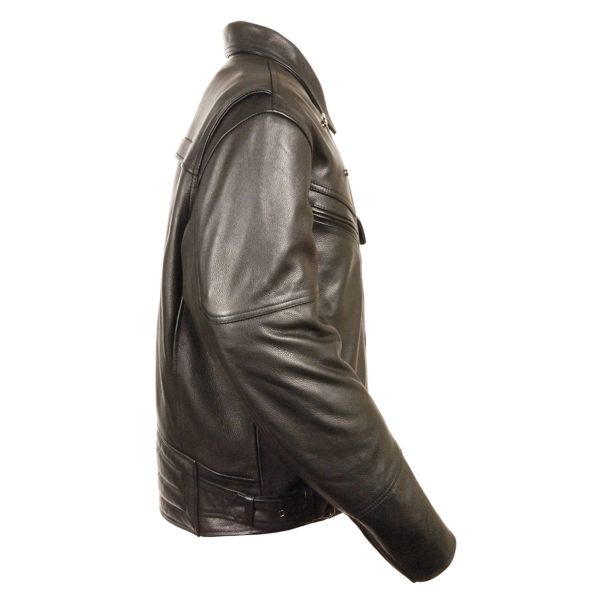 Milwaukee Leather LKM1770 Men's Black Premium Thick Leather Motorcycle Jacket Brando Style Biker Jacket - Image 4