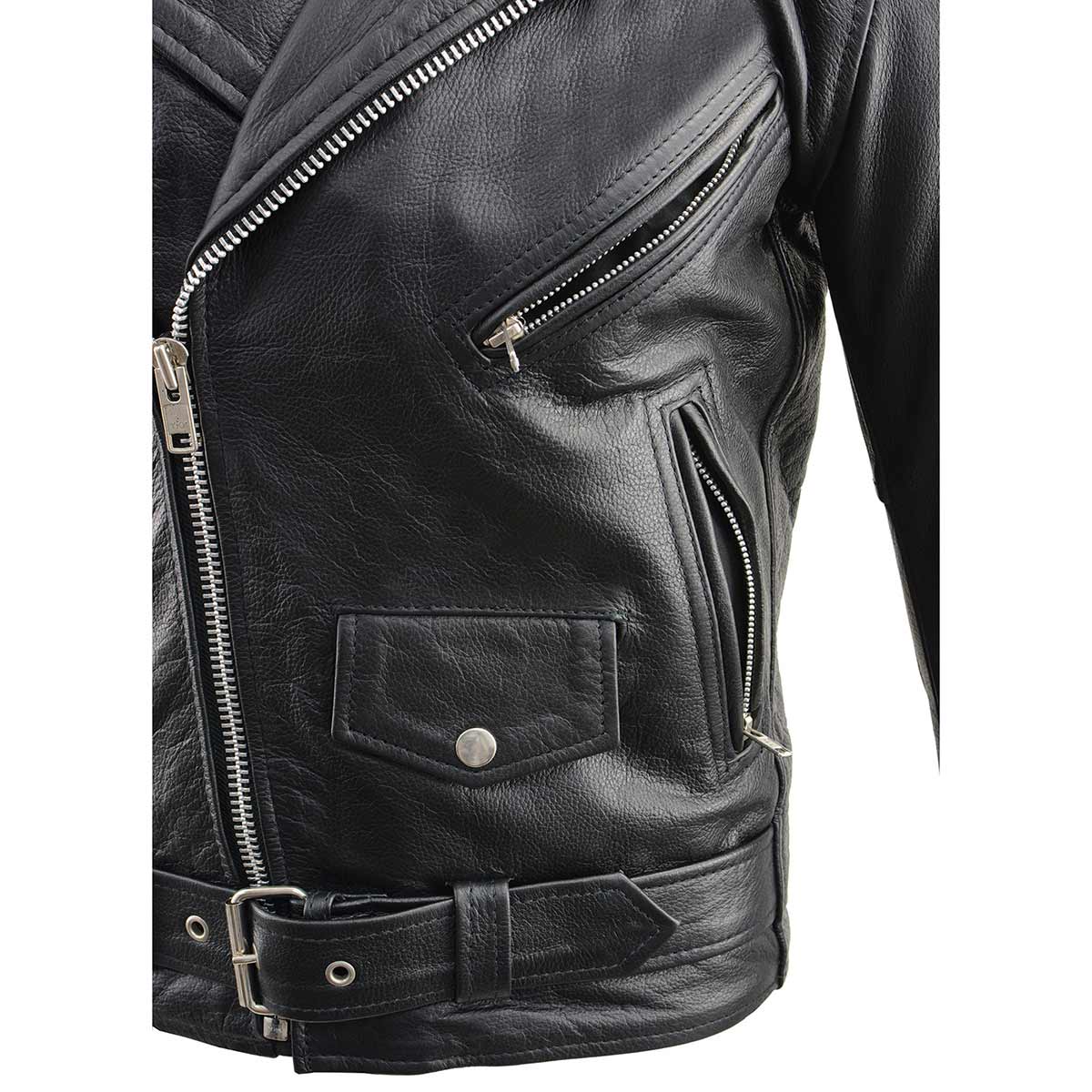 Milwaukee Leather LKM1781 Men's The Legend Classic Black Premium Leather Motorcycle Jacket w/ Quilted Liner - Image 12