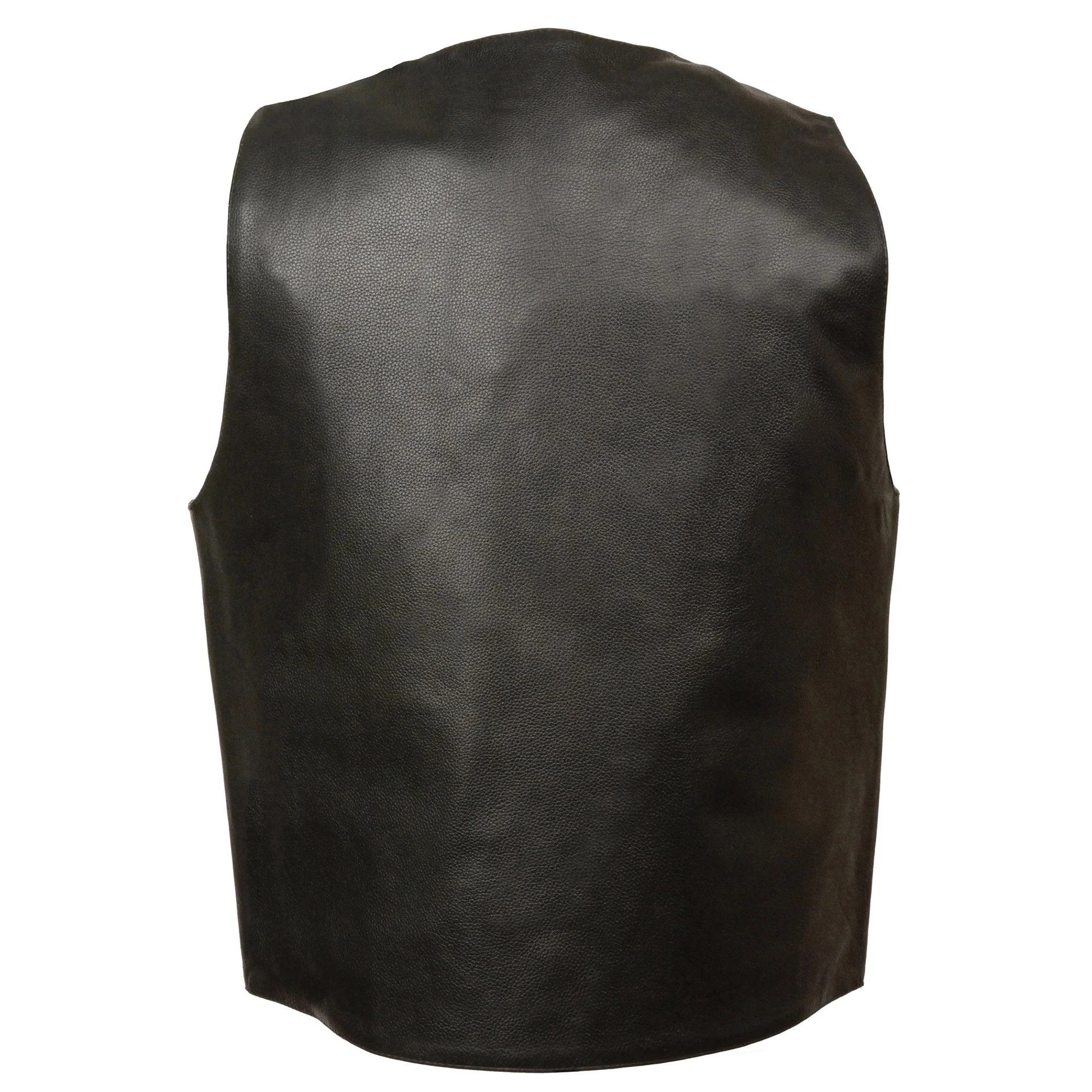 Milwaukee Leather LKM3700 Men's Black Leather Classic V-Neck Motorcycle Rider Vest w/ Buffalo Nickel Snaps Closure - Image 2