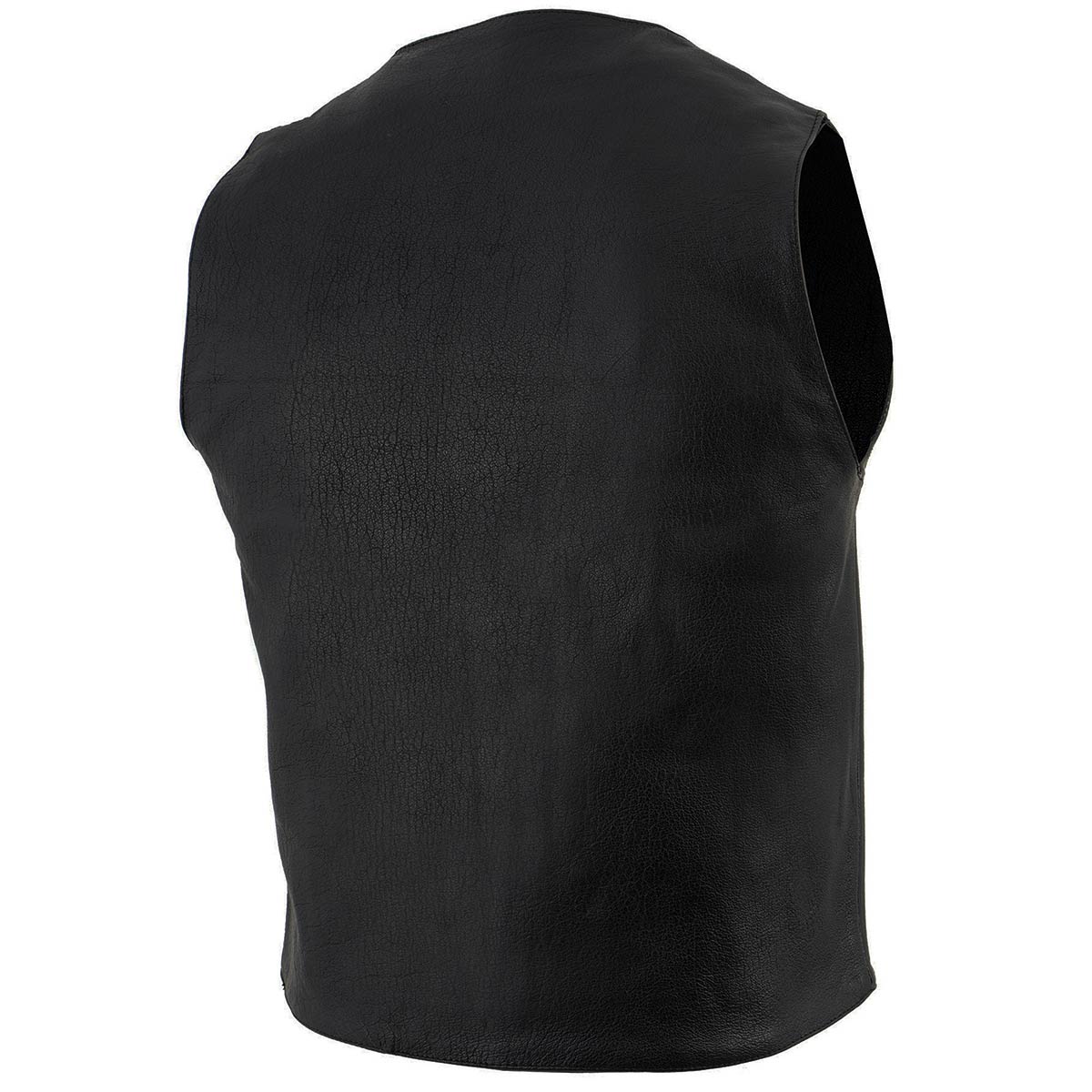 Milwaukee Leather LKM3700 Men's Black Leather Classic V-Neck Motorcycle Rider Vest w/ Buffalo Nickel Snaps Closure - Image 7