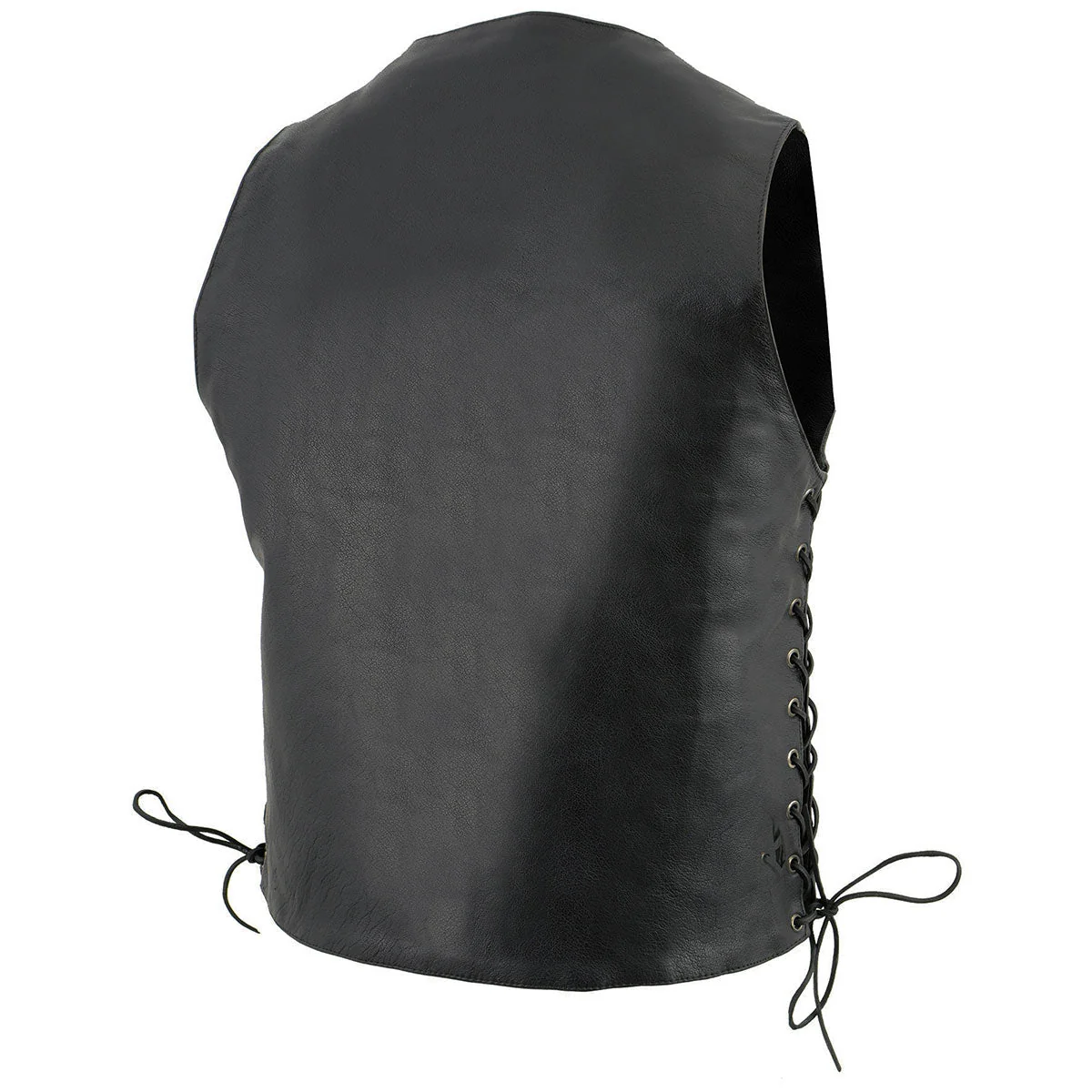 Milwaukee Leather LKM3701 Men's Black Leather Classic V-Neck Motorcycle Rider Vest w/ Buffalo Snaps and Side Laces - Image 10