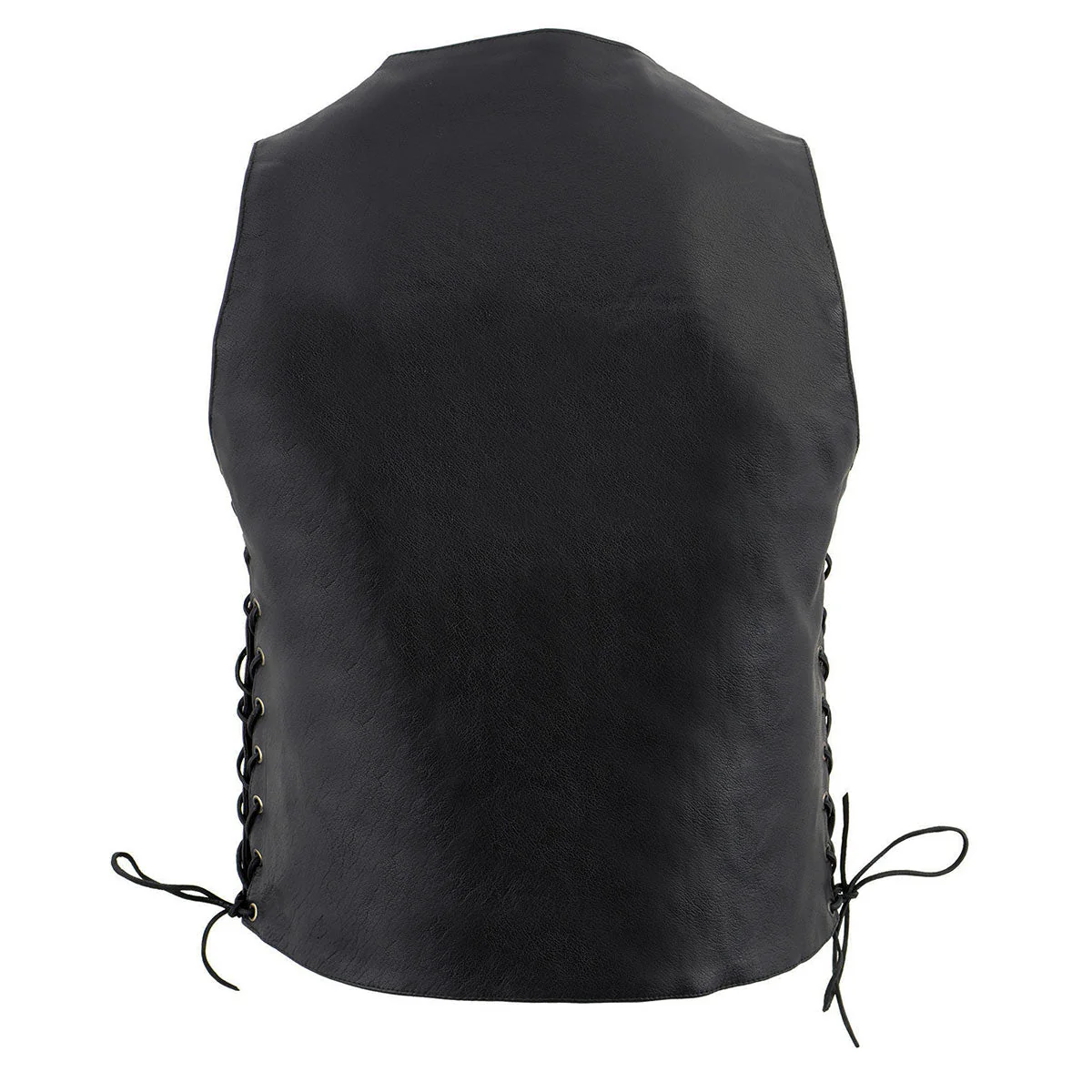 Milwaukee Leather LKM3701 Men's Black Leather Classic V-Neck Motorcycle Rider Vest w/ Buffalo Snaps and Side Laces - Image 5