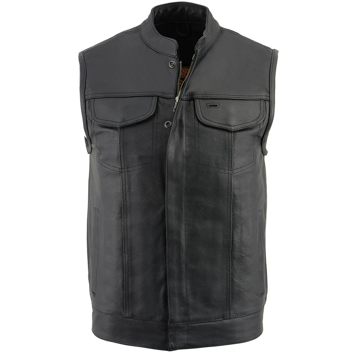 Milwaukee Leather LKM3710 Men's Black Leather Club Style Motorcycle Rider Vest w/ Zipper and Snap Button Closure - Image 11