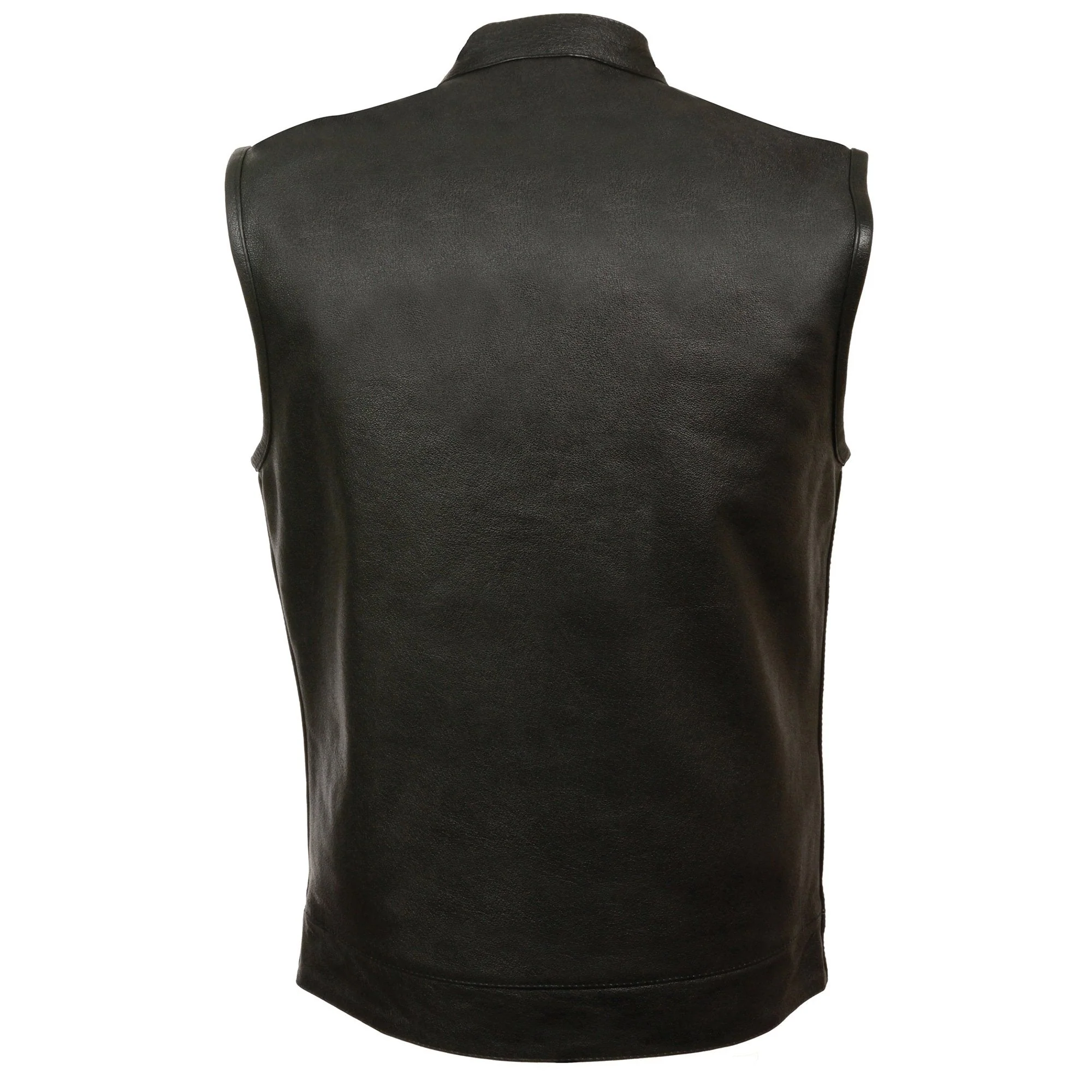 Milwaukee Leather LKM3710 Men's Black Leather Club Style Motorcycle Rider Vest w/ Zipper and Snap Button Closure - Image 2