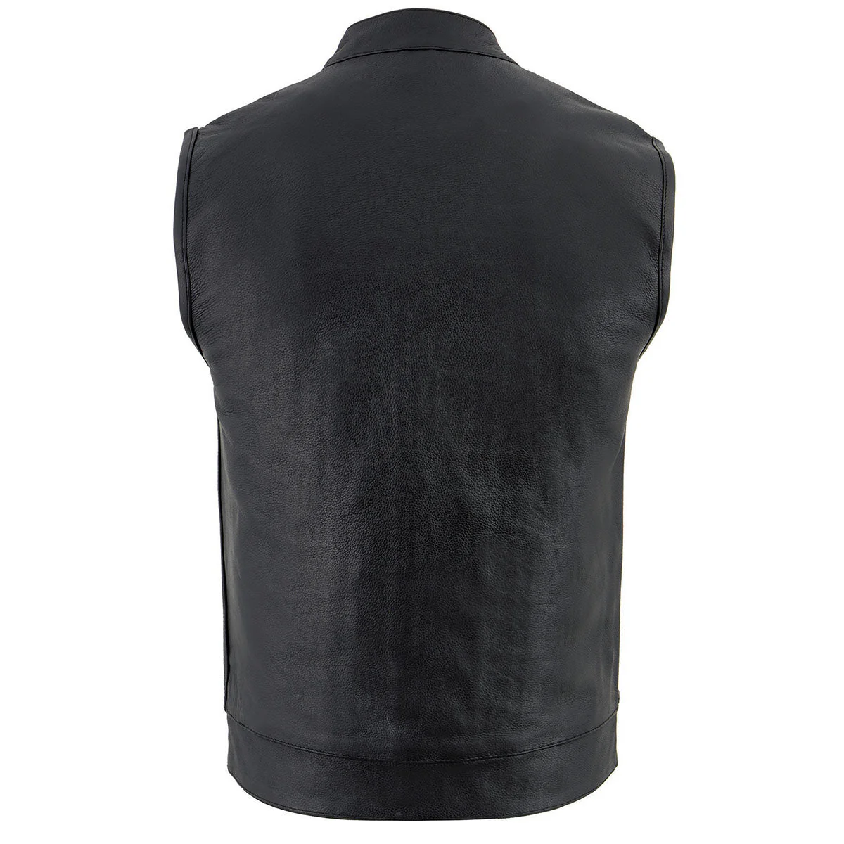 Milwaukee Leather LKM3710 Men's Black Leather Club Style Motorcycle Rider Vest w/ Zipper and Snap Button Closure - Image 4
