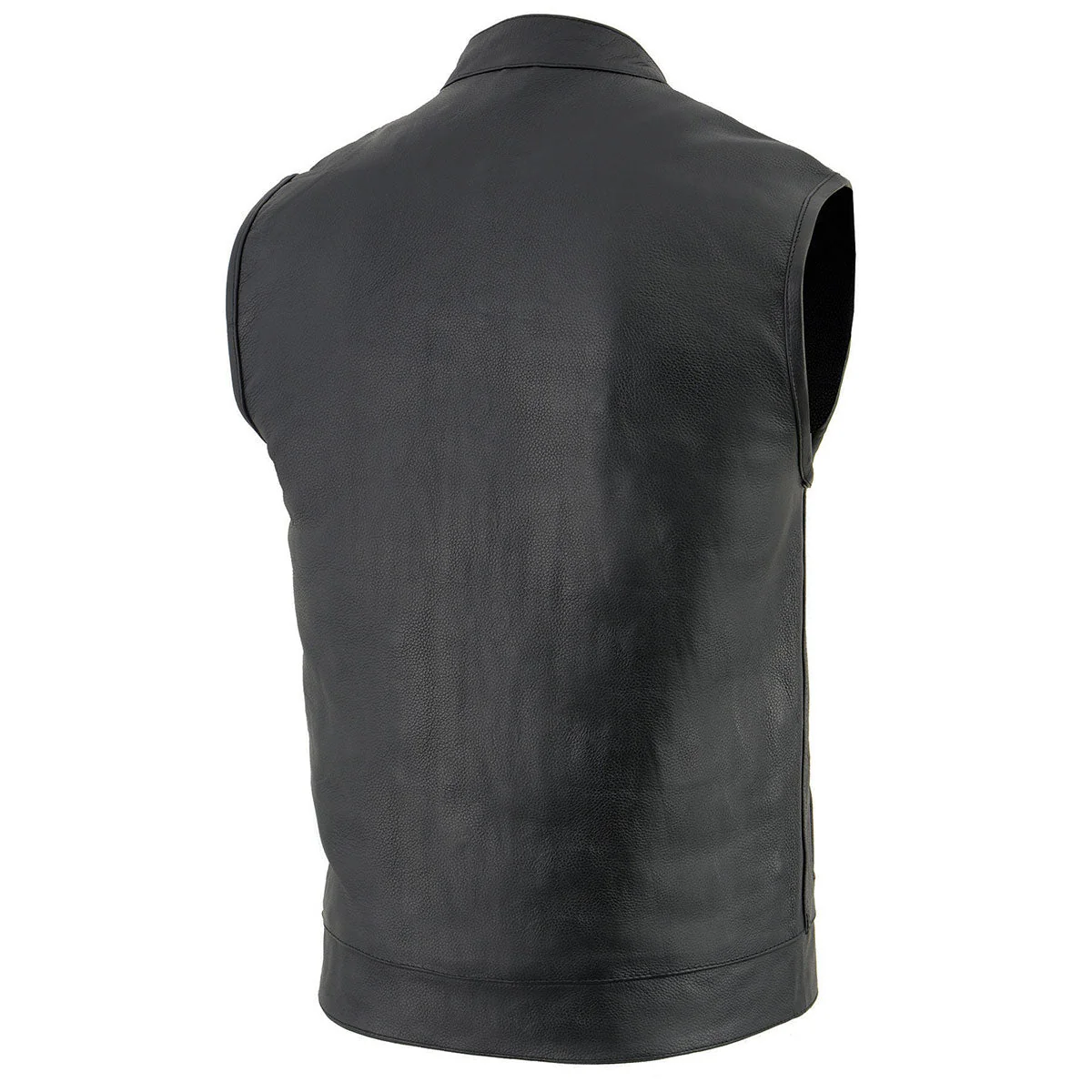 Milwaukee Leather LKM3710 Men's Black Leather Club Style Motorcycle Rider Vest w/ Zipper and Snap Button Closure - Image 9
