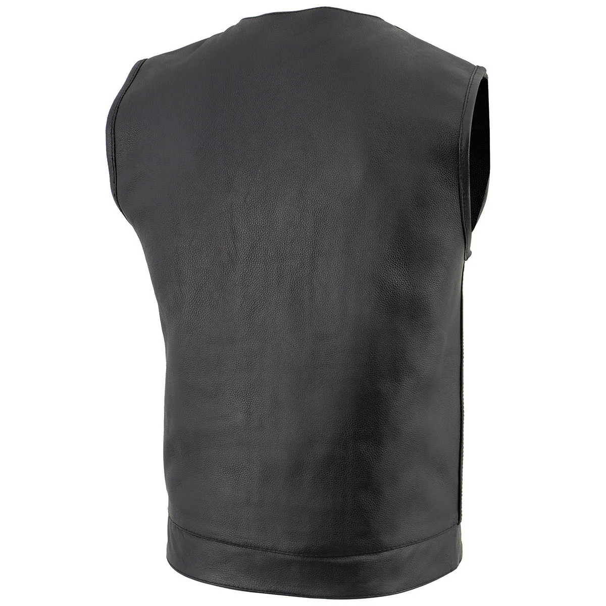 Milwaukee Leather LKM3711 Men's Black Leather Collarless Club Style Motorcycle Rider Vest w/ Dual Front Closure - Image 10