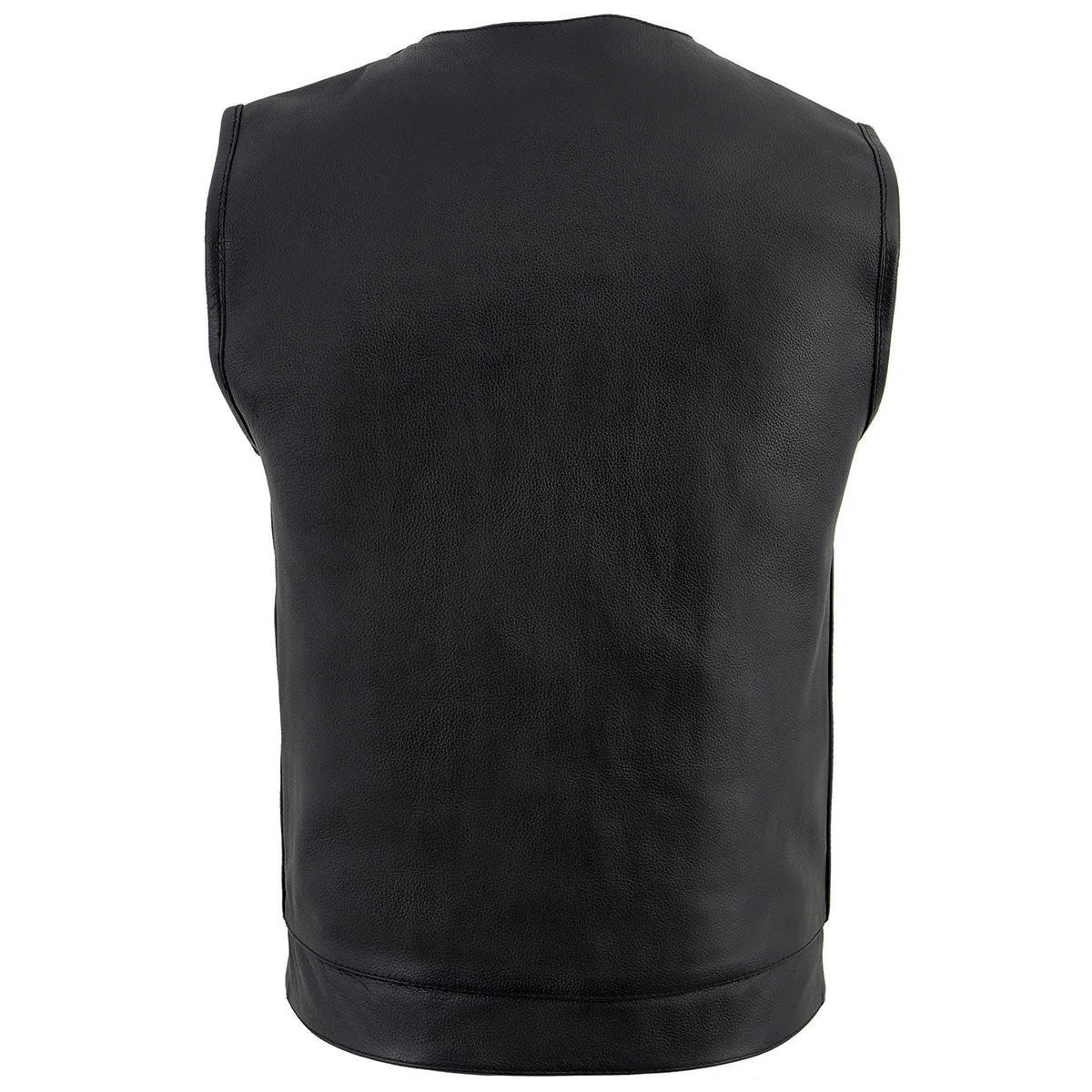 Milwaukee Leather LKM3711 Men's Black Leather Collarless Club Style Motorcycle Rider Vest w/ Dual Front Closure - Image 5
