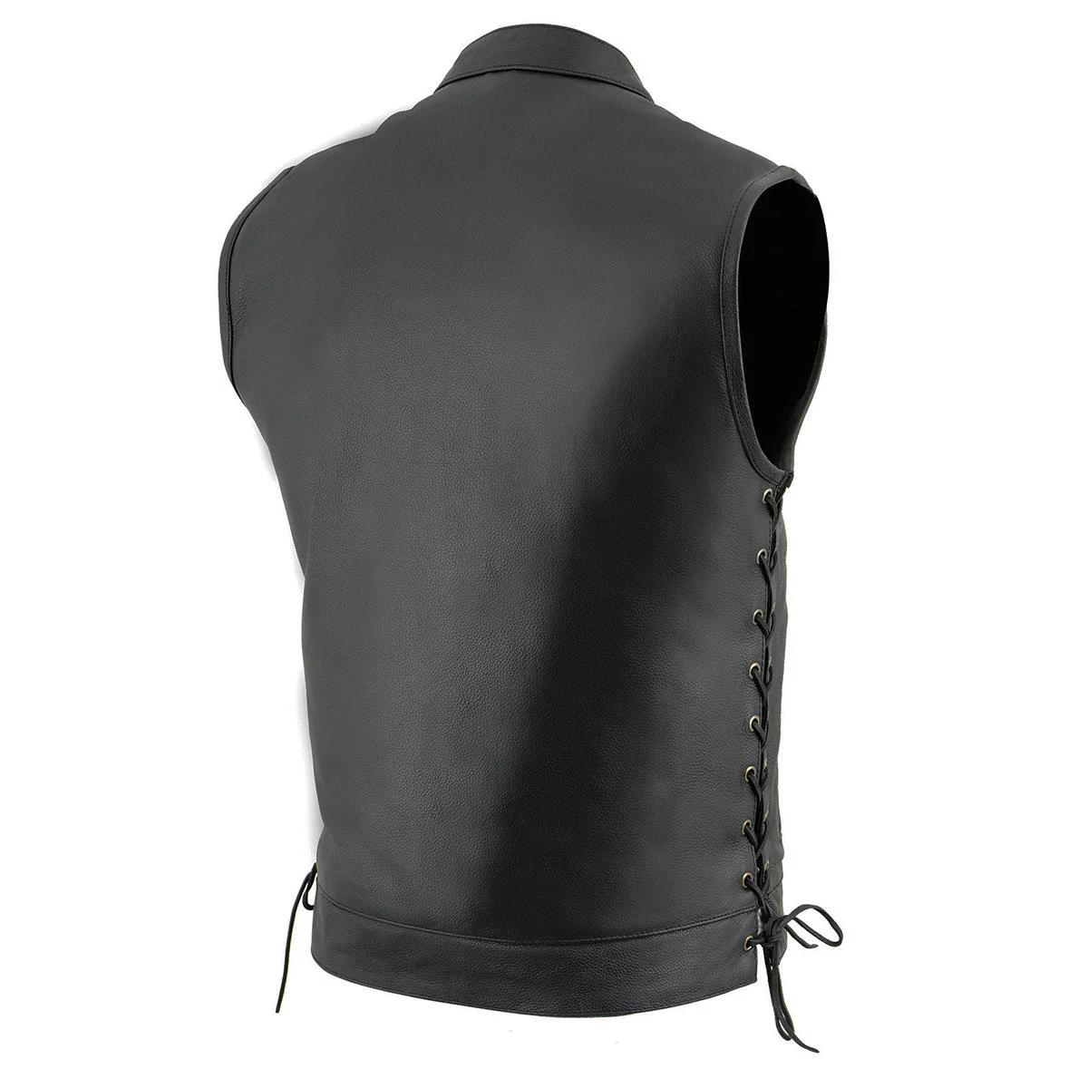 Milwaukee Leather LKM3712 Men's Black Leather Club Style Motorcycle Rider Vest w/ Front Snap/Zipper and Side Lace - Image 10