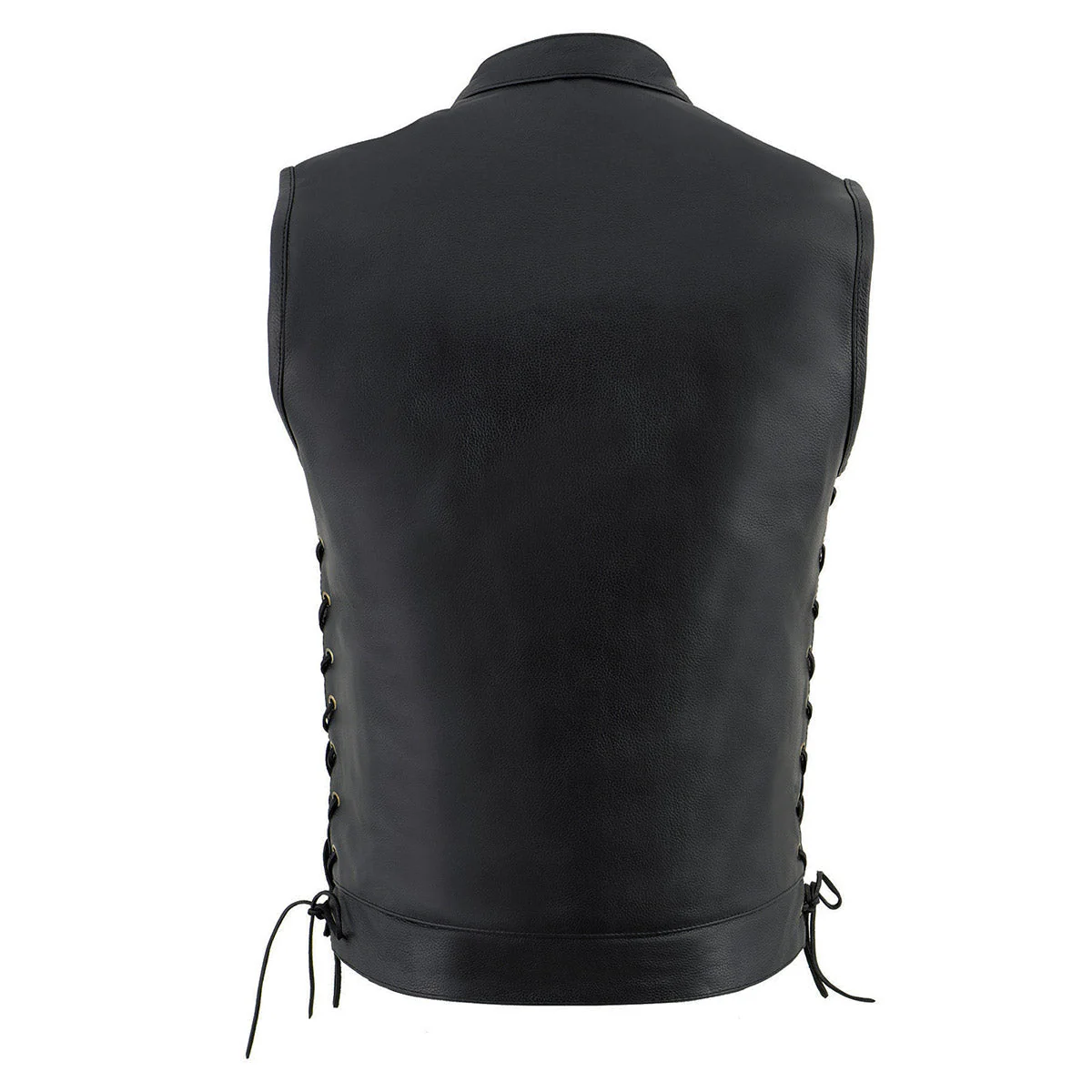 Milwaukee Leather LKM3712 Men's Black Leather Club Style Motorcycle Rider Vest w/ Front Snap/Zipper and Side Lace - Image 5