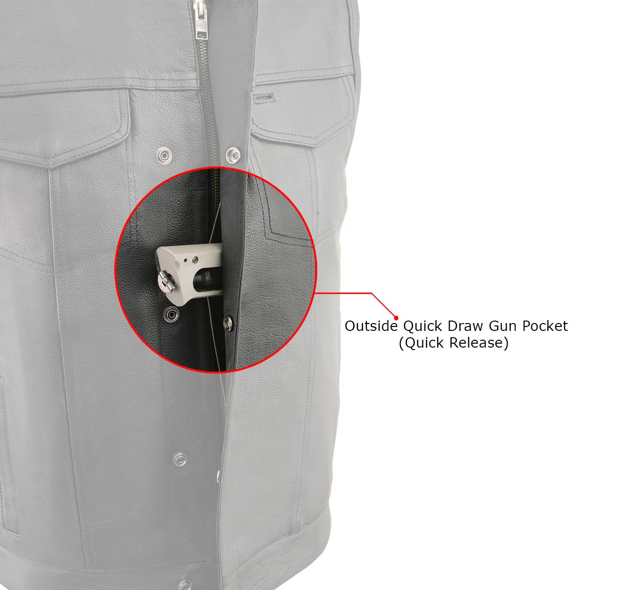 Milwaukee Leather LKM3712 Men's Black Leather Club Style Motorcycle Rider Vest w/ Front Snap/Zipper and Side Lace - Image 8